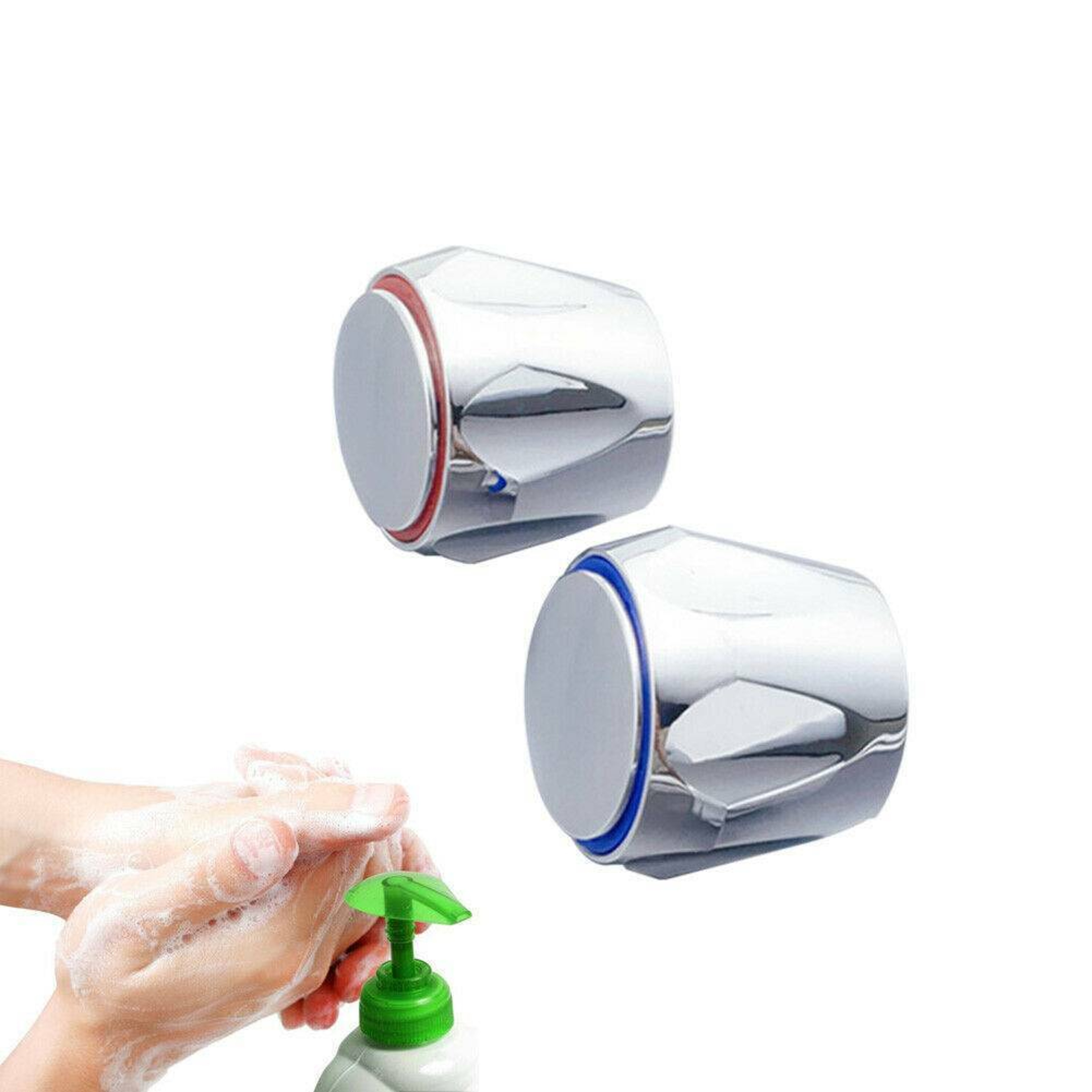 Chrome Hot & Cold Faucet Handle Replacement Set Durable Bathroom Faucet Knobs – view 4