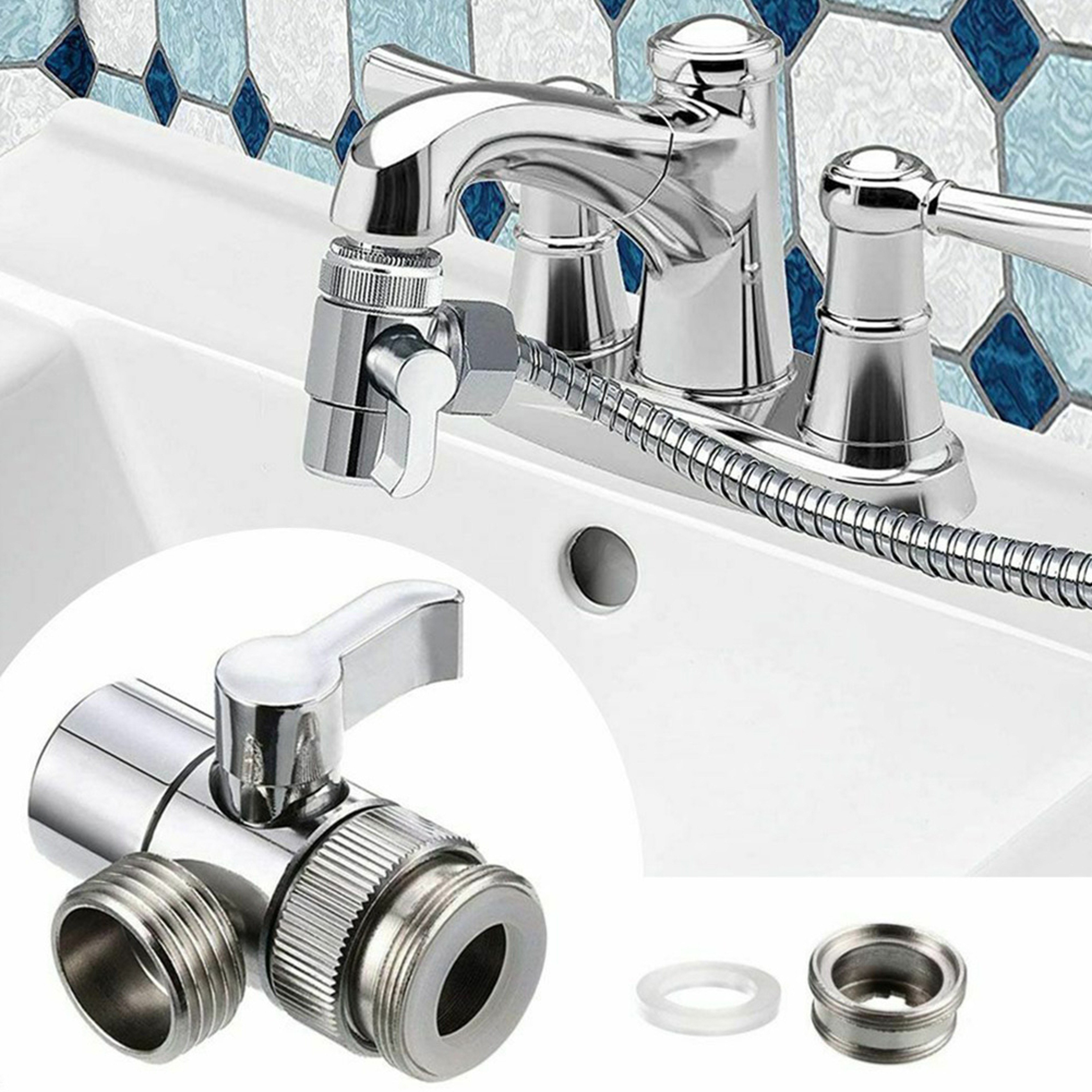 Way Faucet Diverter Valve Adapter for Kitchen Sink Hose Connector – view 4