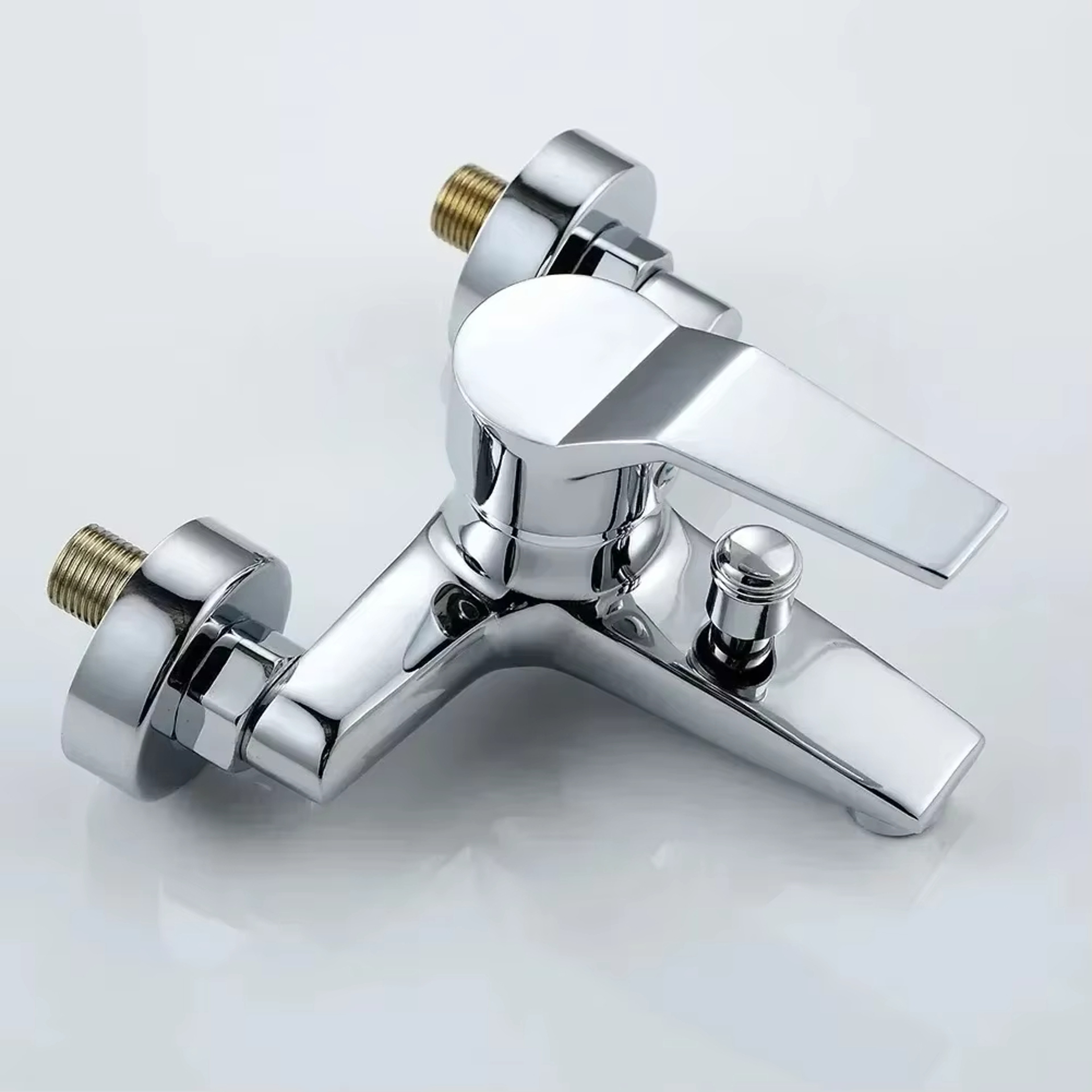 Wall Mounted Dual Spout Bathroom Faucet with Hot Cold Mixer Chrome Basin Tap – view 4
