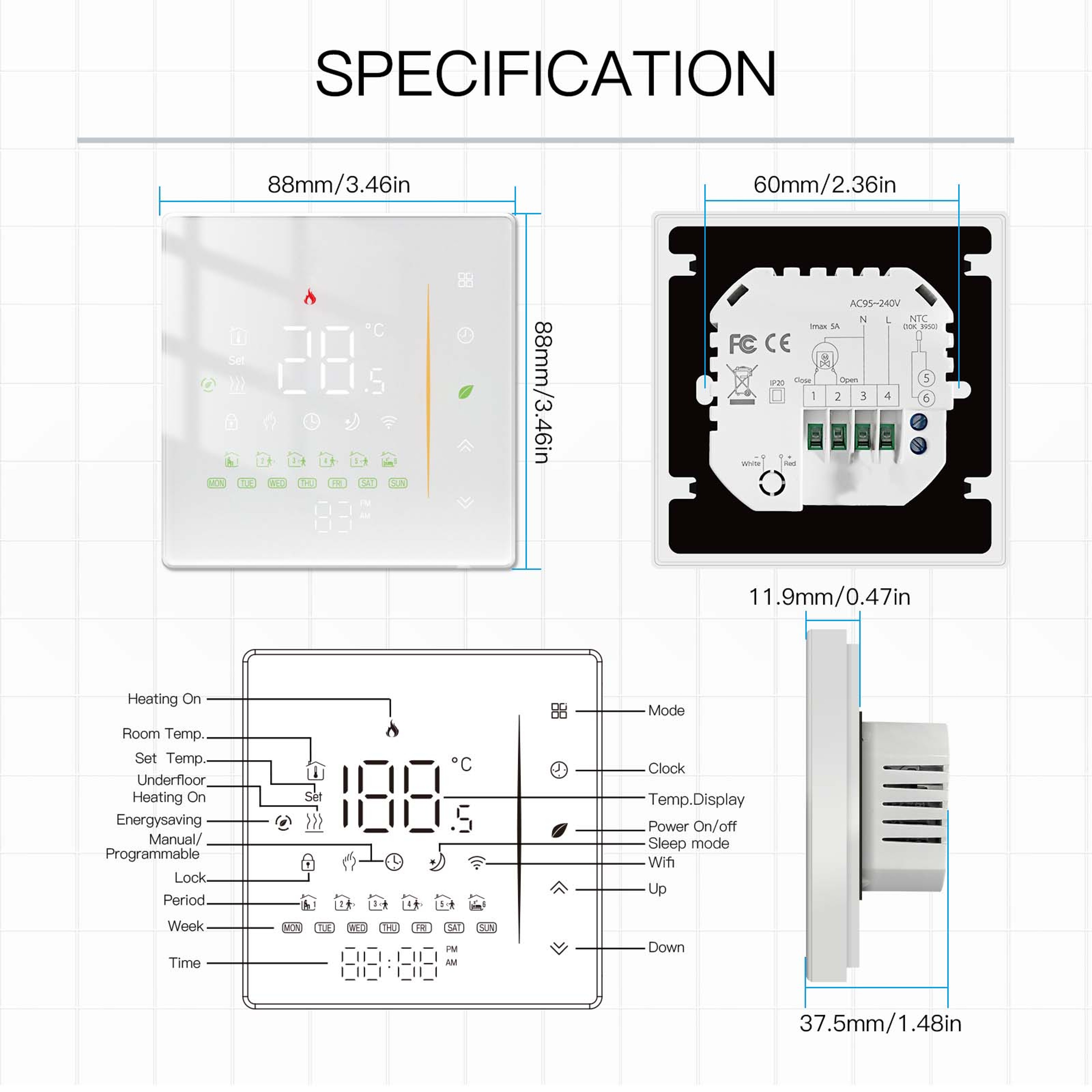 MOES Zigbee Smart Thermostat For Floor Heating  Boiler Control With Alexa 5