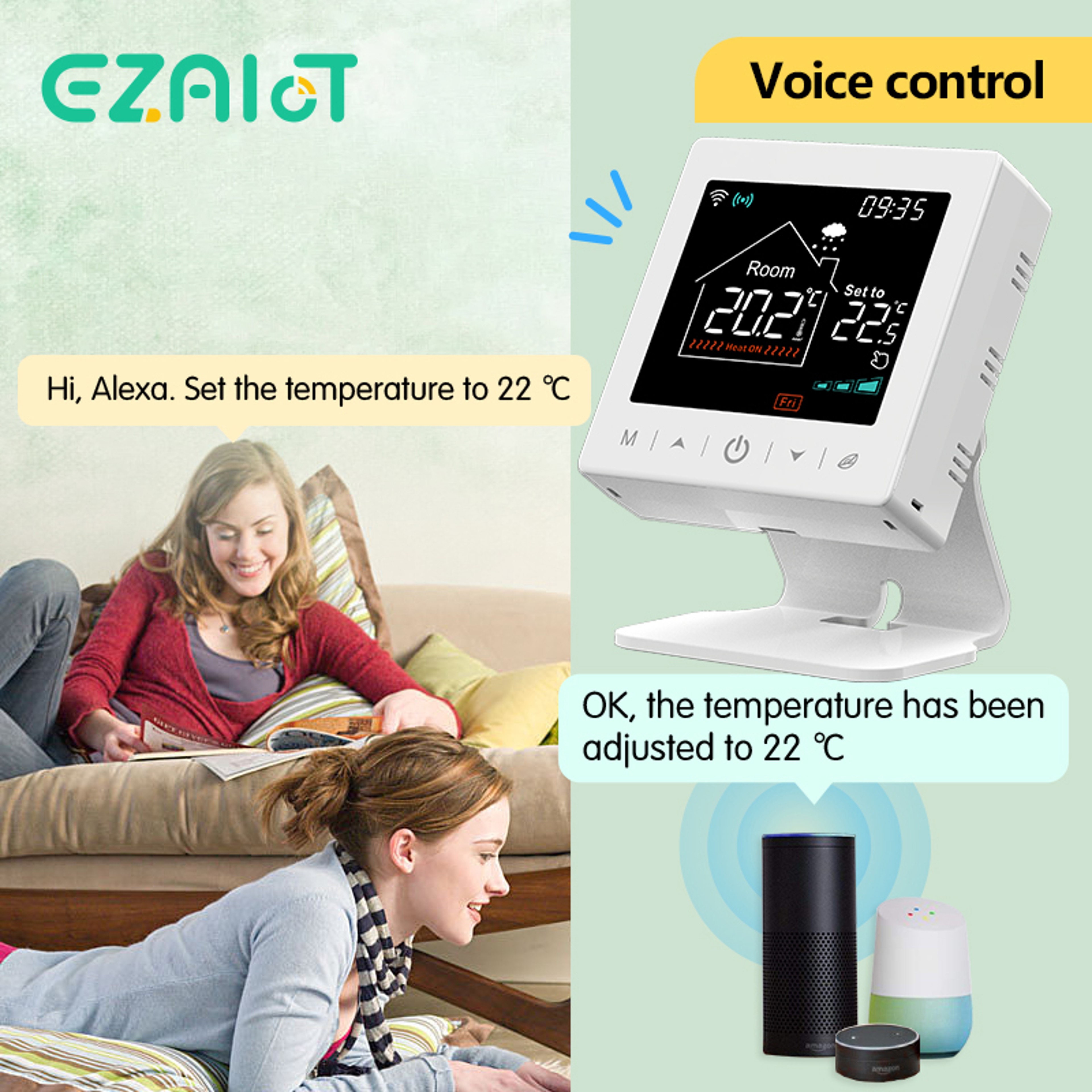 Smart WiFi Thermostat for Gas Boiler with Tuya App Control and Wireless Room Sensor – view 6