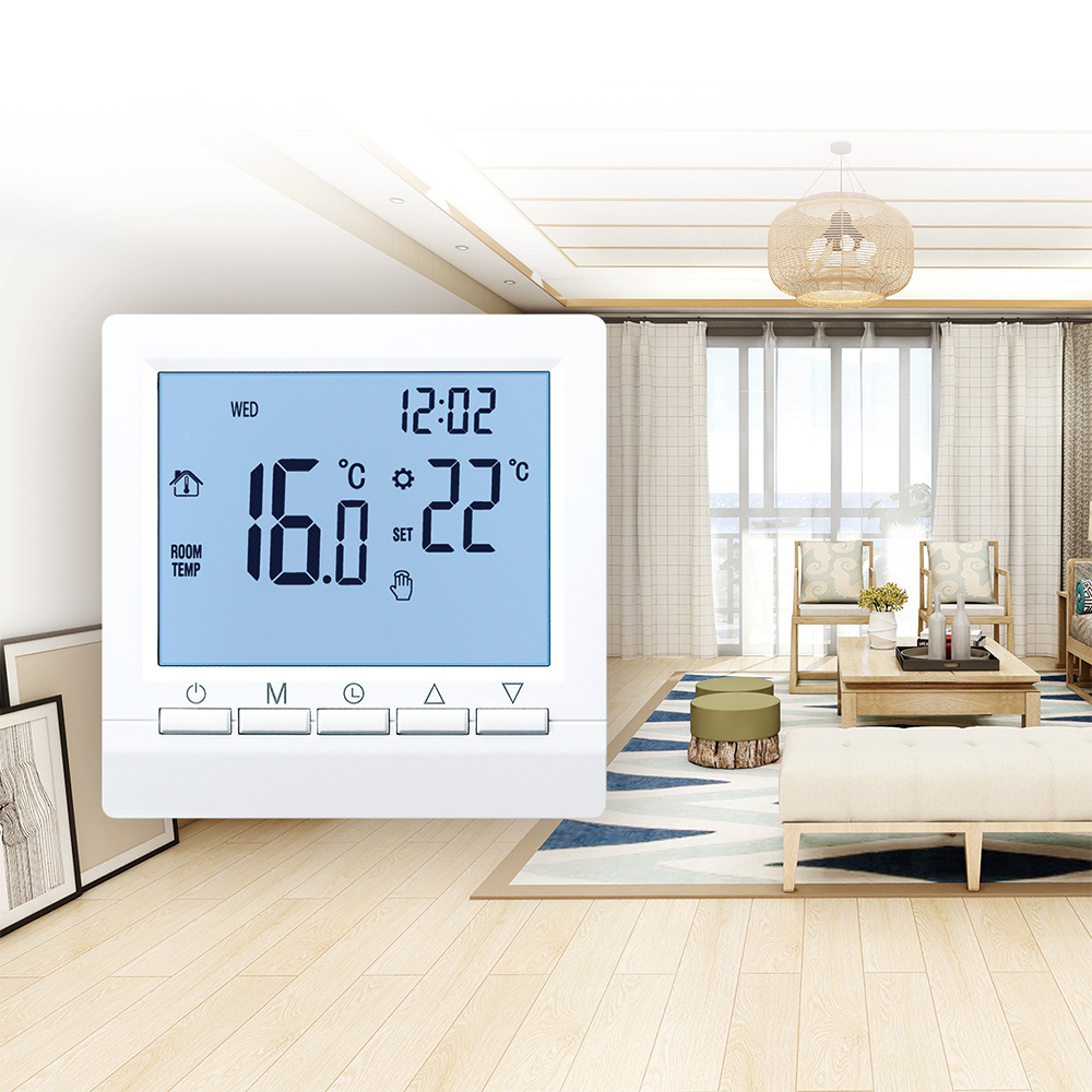 Smart Programmable Room Thermostat for Gas Boiler Heating Control – view 1