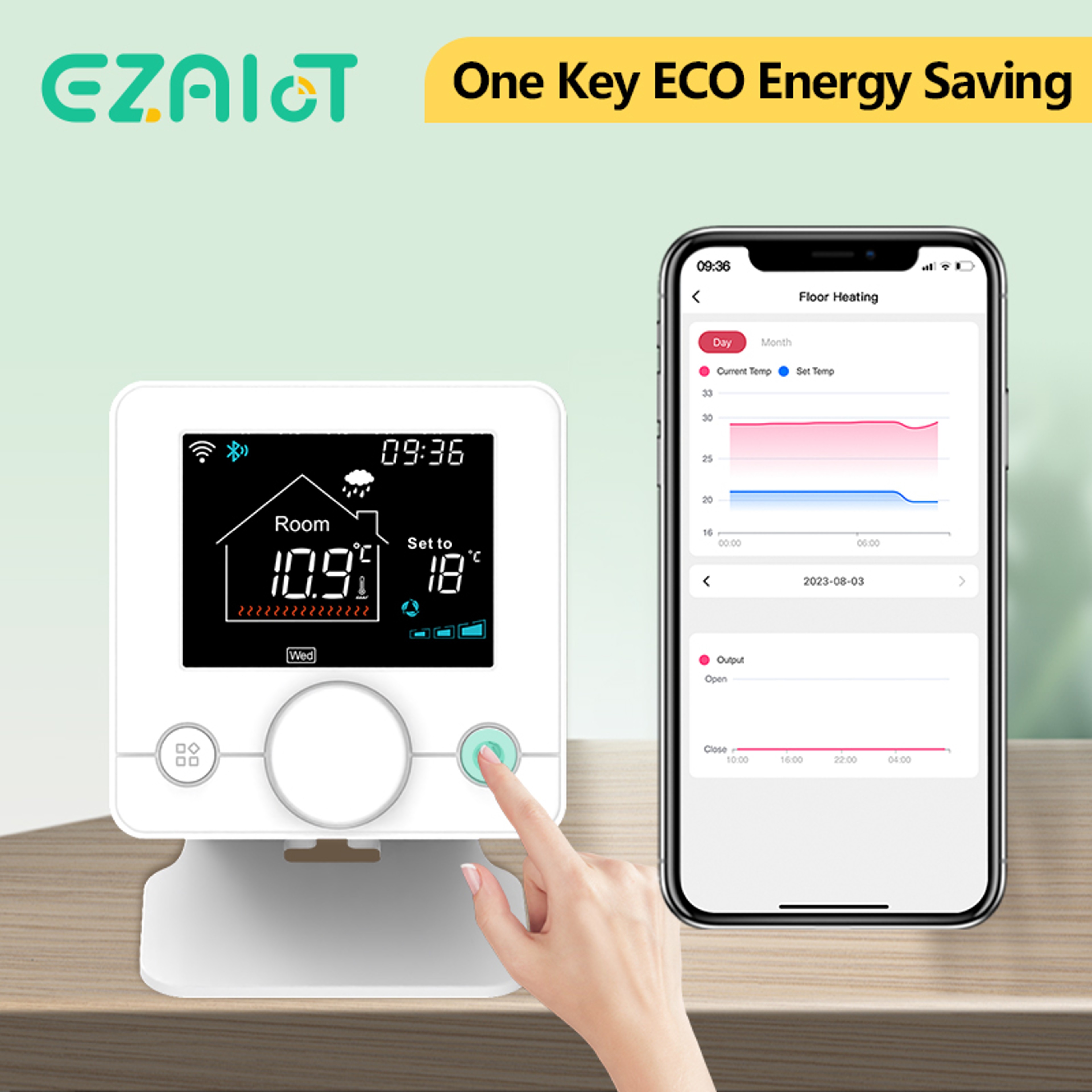Smart WiFi Thermostat with Receiver for Boiler Programmable Heating Control – view 2