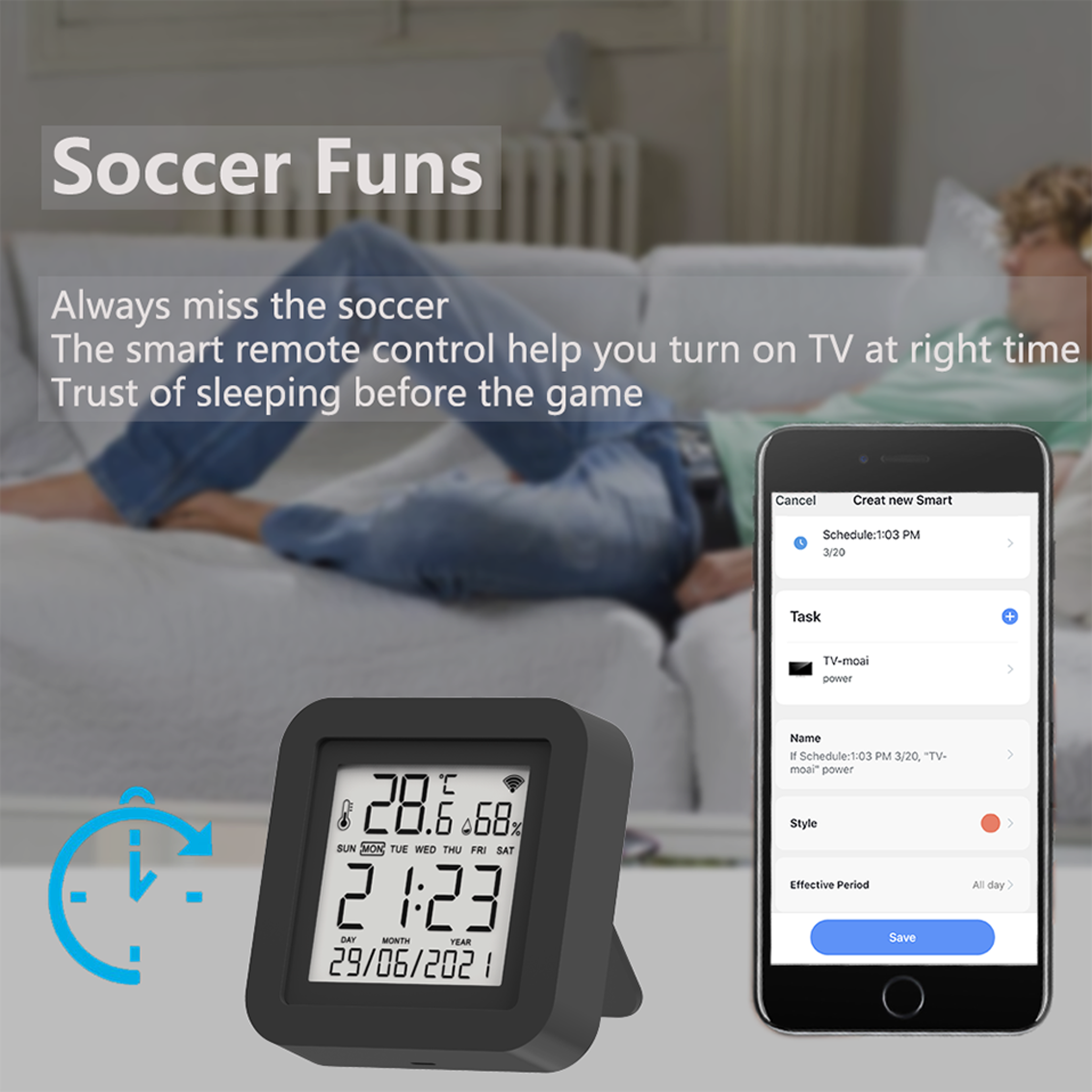 Smart WiFi IR Remote Controller with Temperature Sensor & Voice Control for AC TV Home Automation – view 3