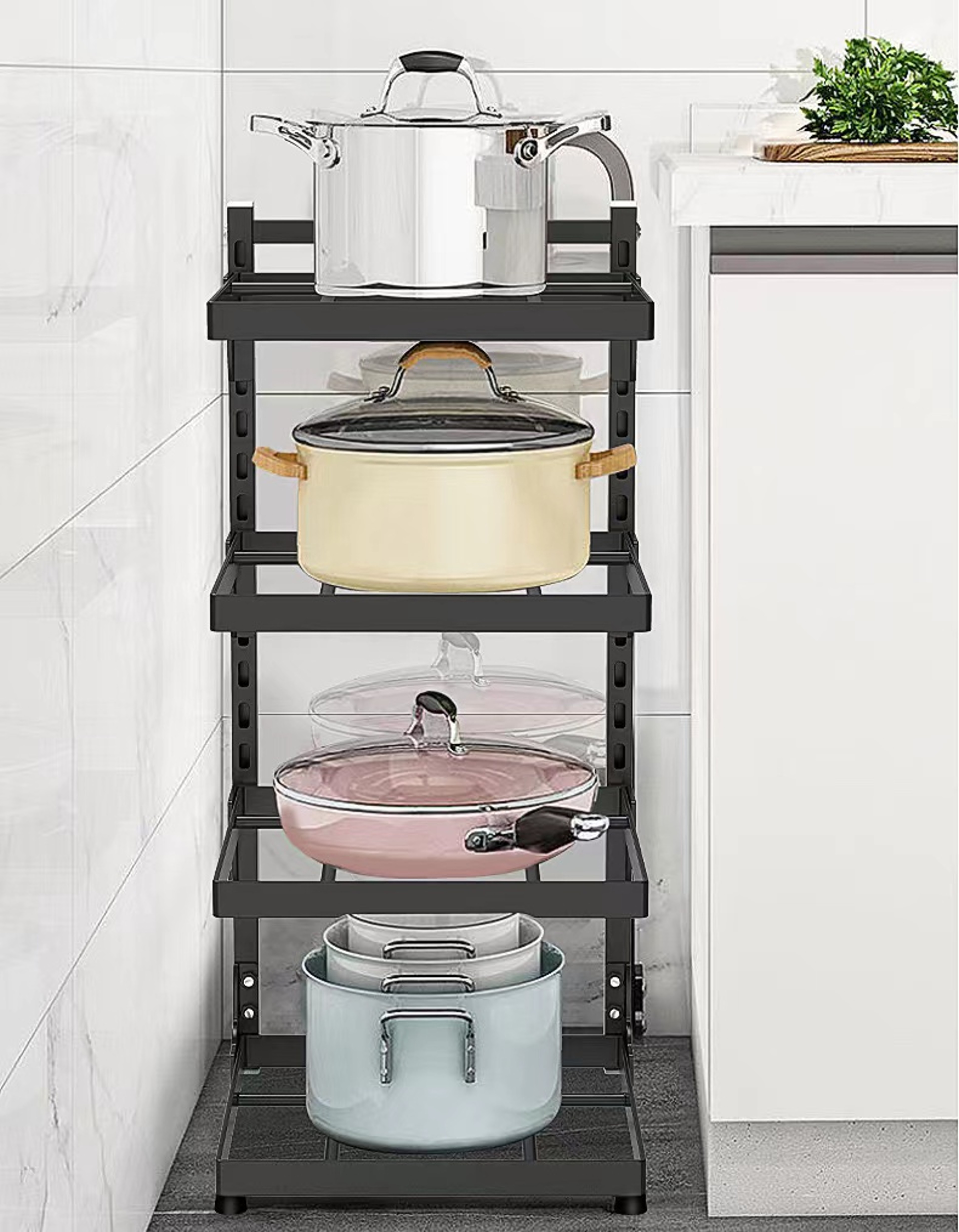 Adjustable pot rack organizer for Kitchen Sink & Stovetop Multi Layer Storage Shelf – view 2