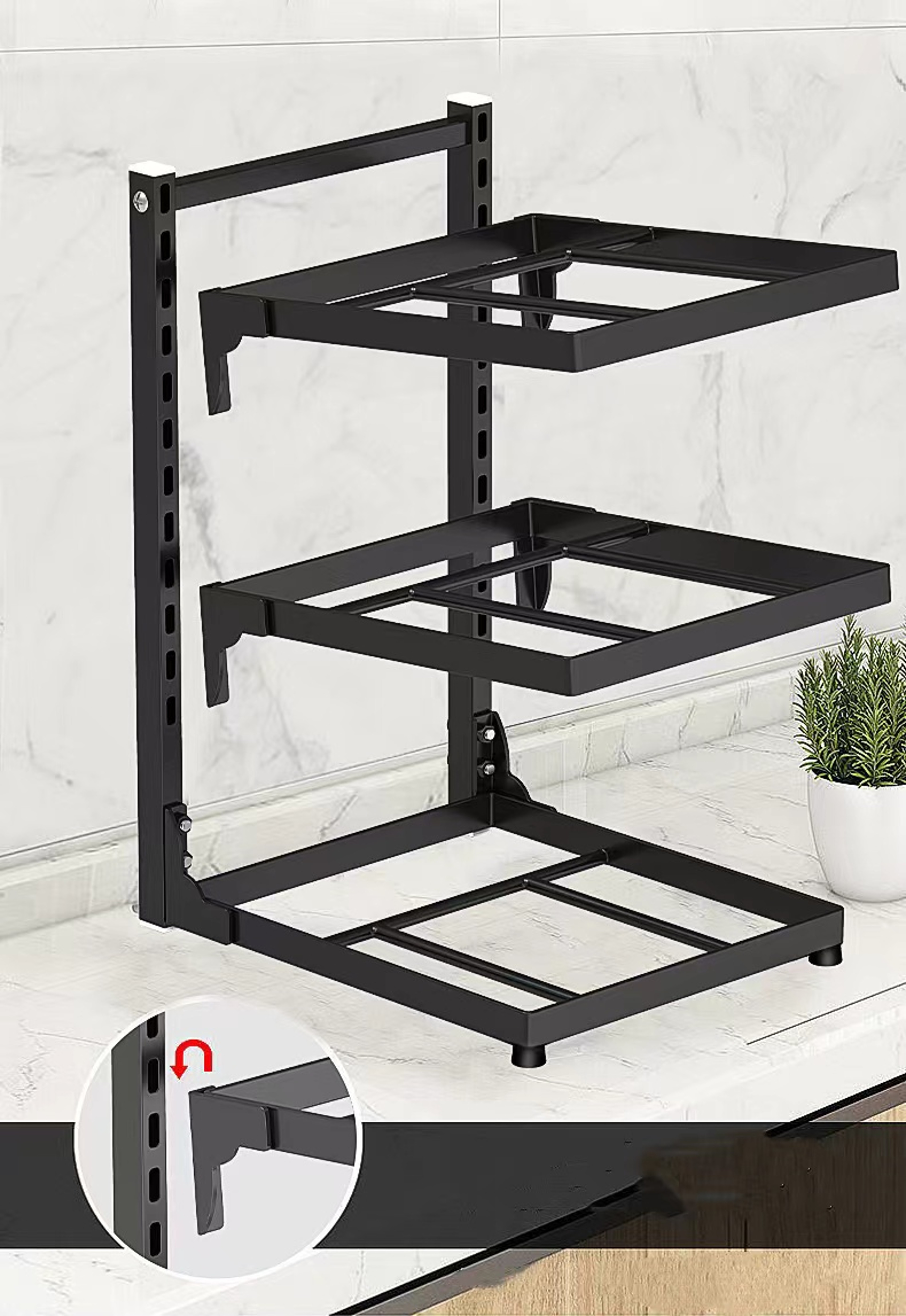 Adjustable pot rack organizer for Kitchen Sink & Stovetop Multi Layer Storage Shelf – view 4
