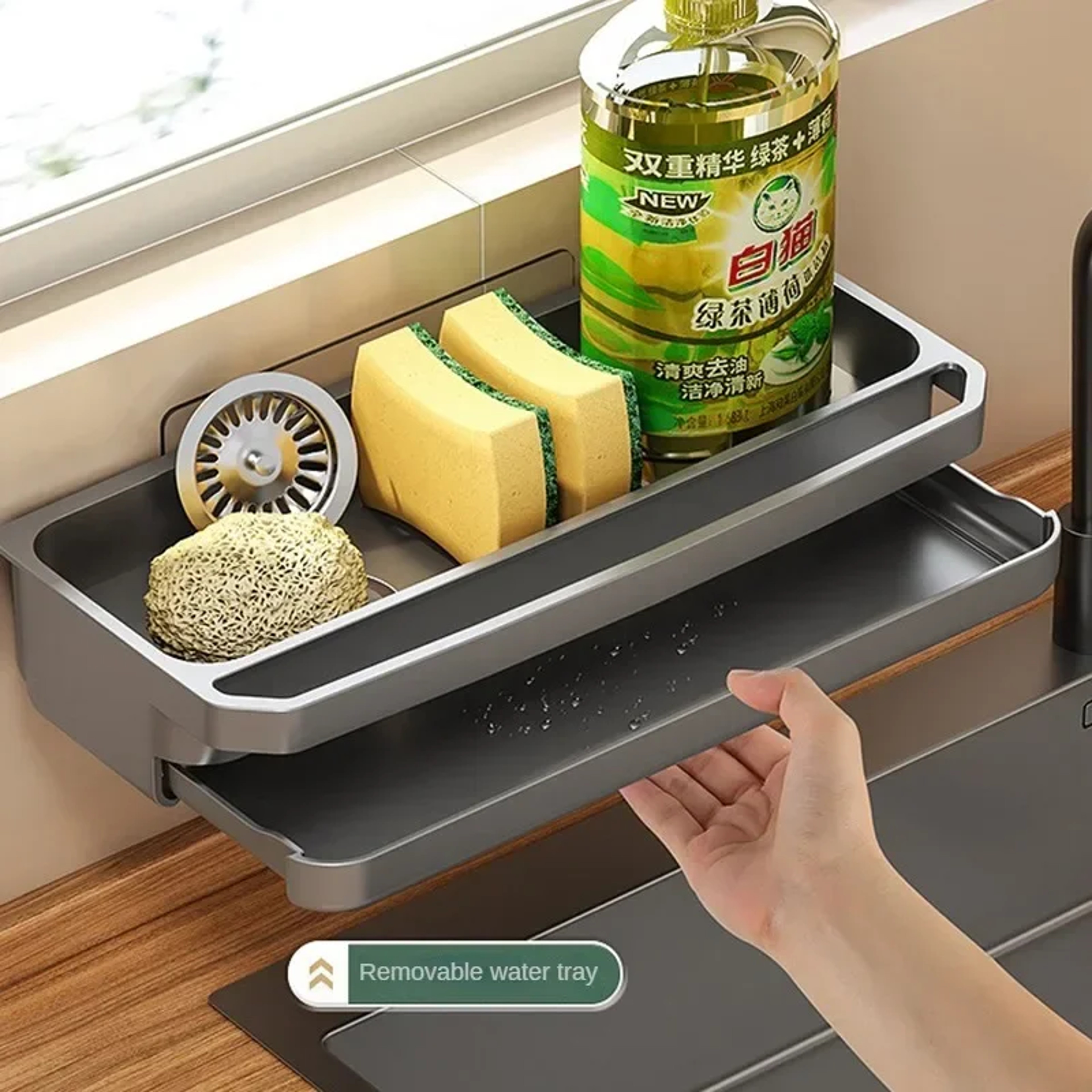 Space-Saving Kitchen Sink Organizer with Drain Rack & Soap Holder – view 3