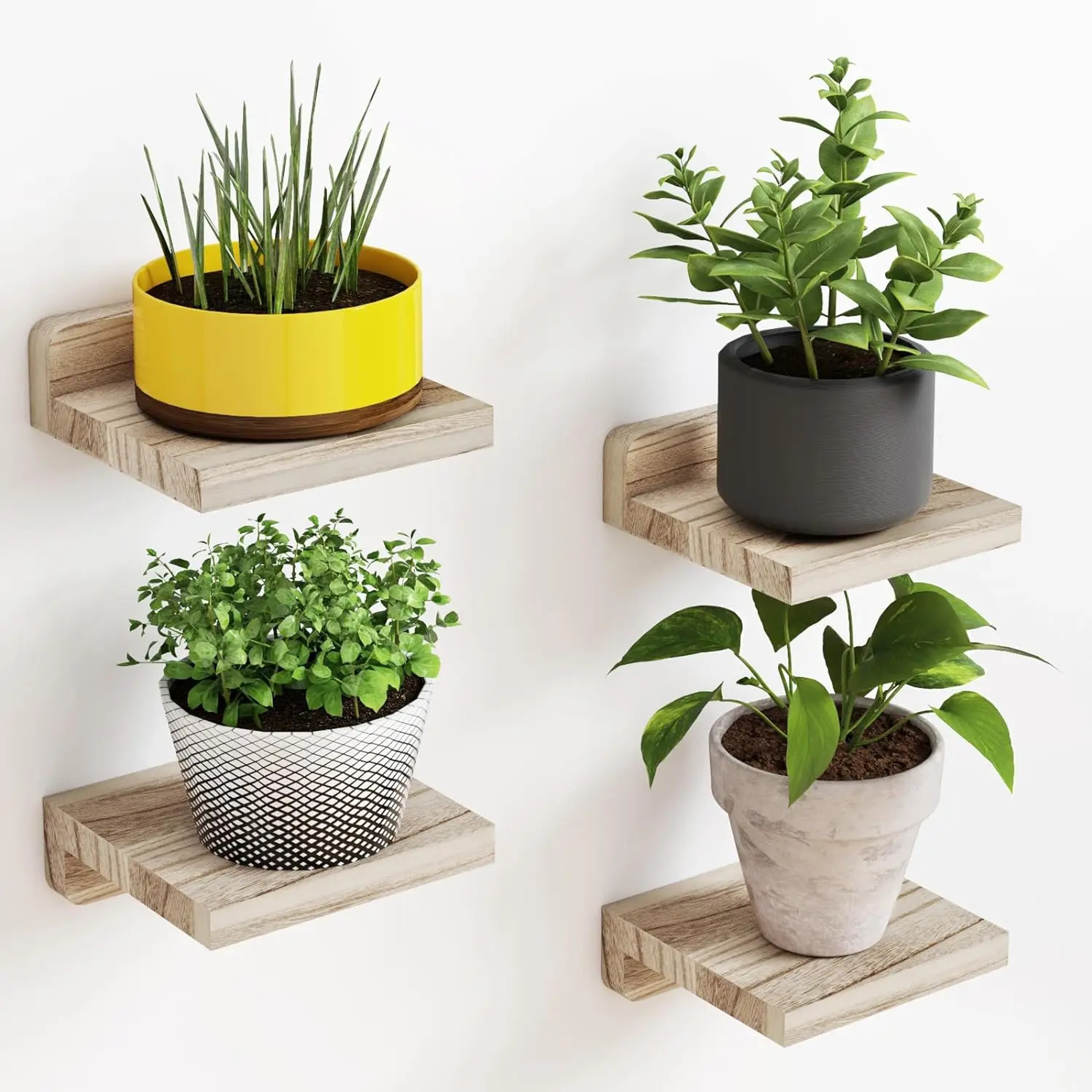 Pack Small Floating Shelves Wood Display Ledges For Wall Compact Decor Storage 7