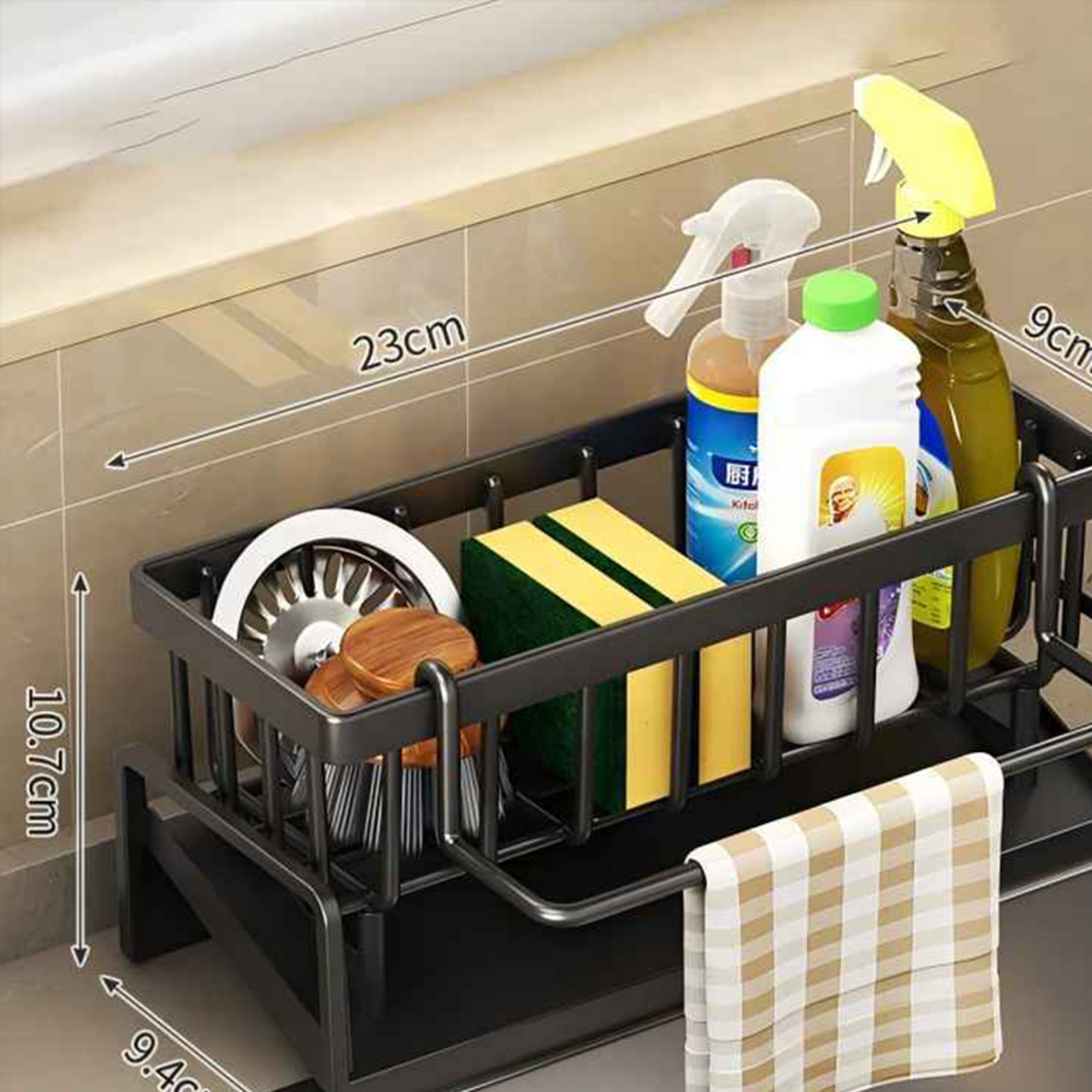 Compact Tap Mounted Sink Organizer Rack with Drainage Shelf for Kitchen Storage – view 2