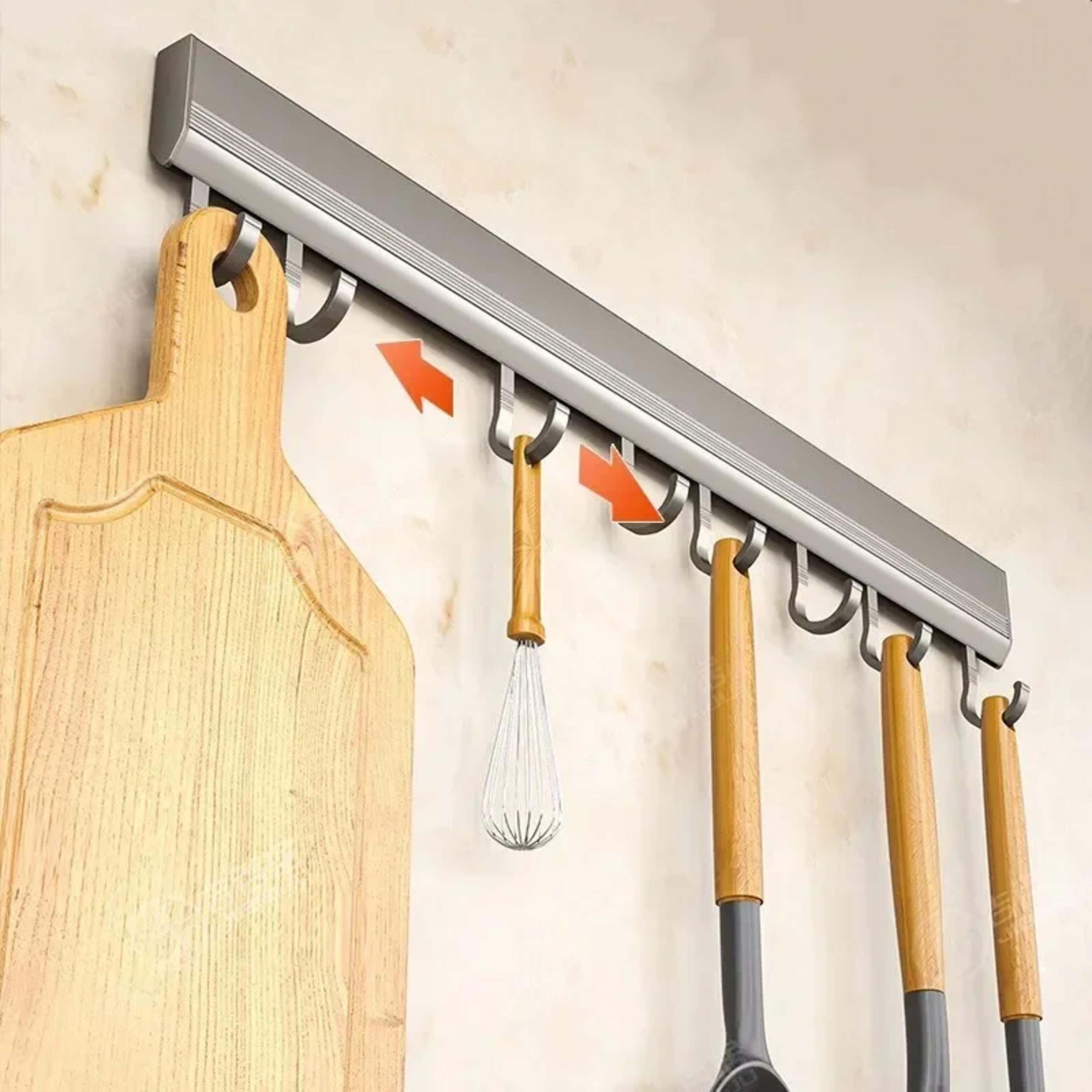Wall Mounted Aluminum Hook Rack Drill Free Multi Purpose Kitchen Bathroom Organizer – view 3