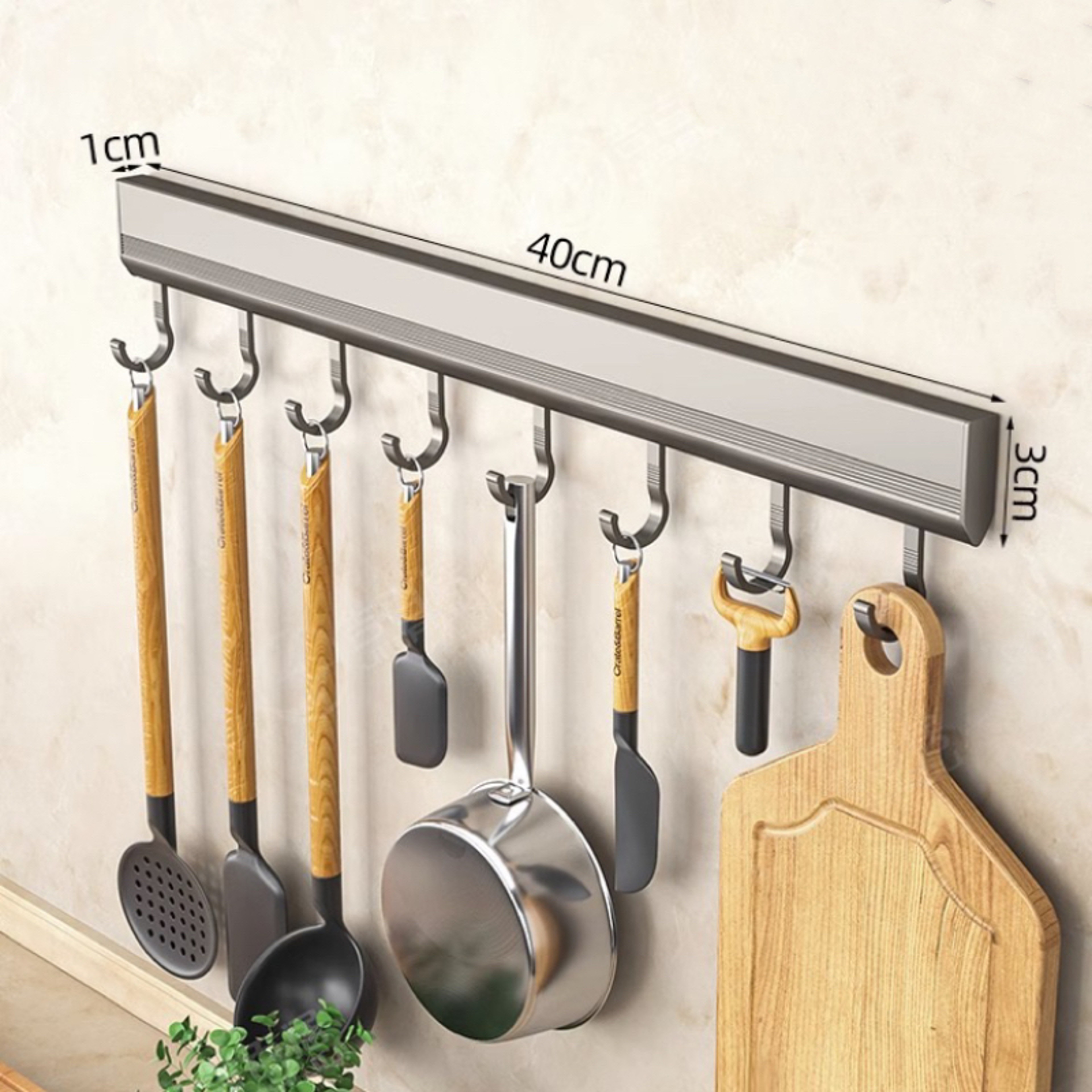 Wall Mounted Aluminum Hook Rack Drill Free Multi Purpose Kitchen Bathroom Organizer – view 7