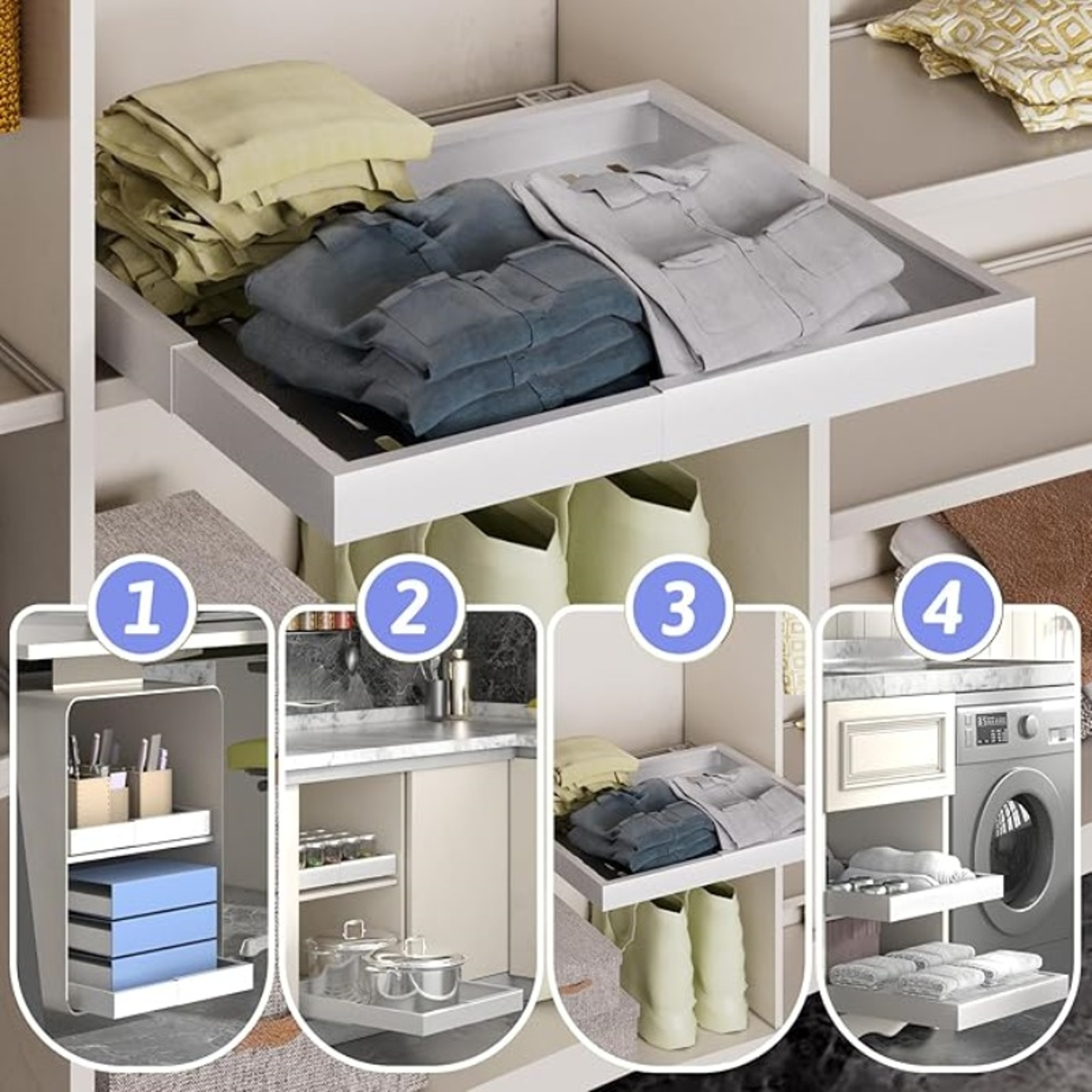 Expandable Pull Out Cabinet Organizer Drawer for Under Sink Storage and Kitchen Shelving – view 6