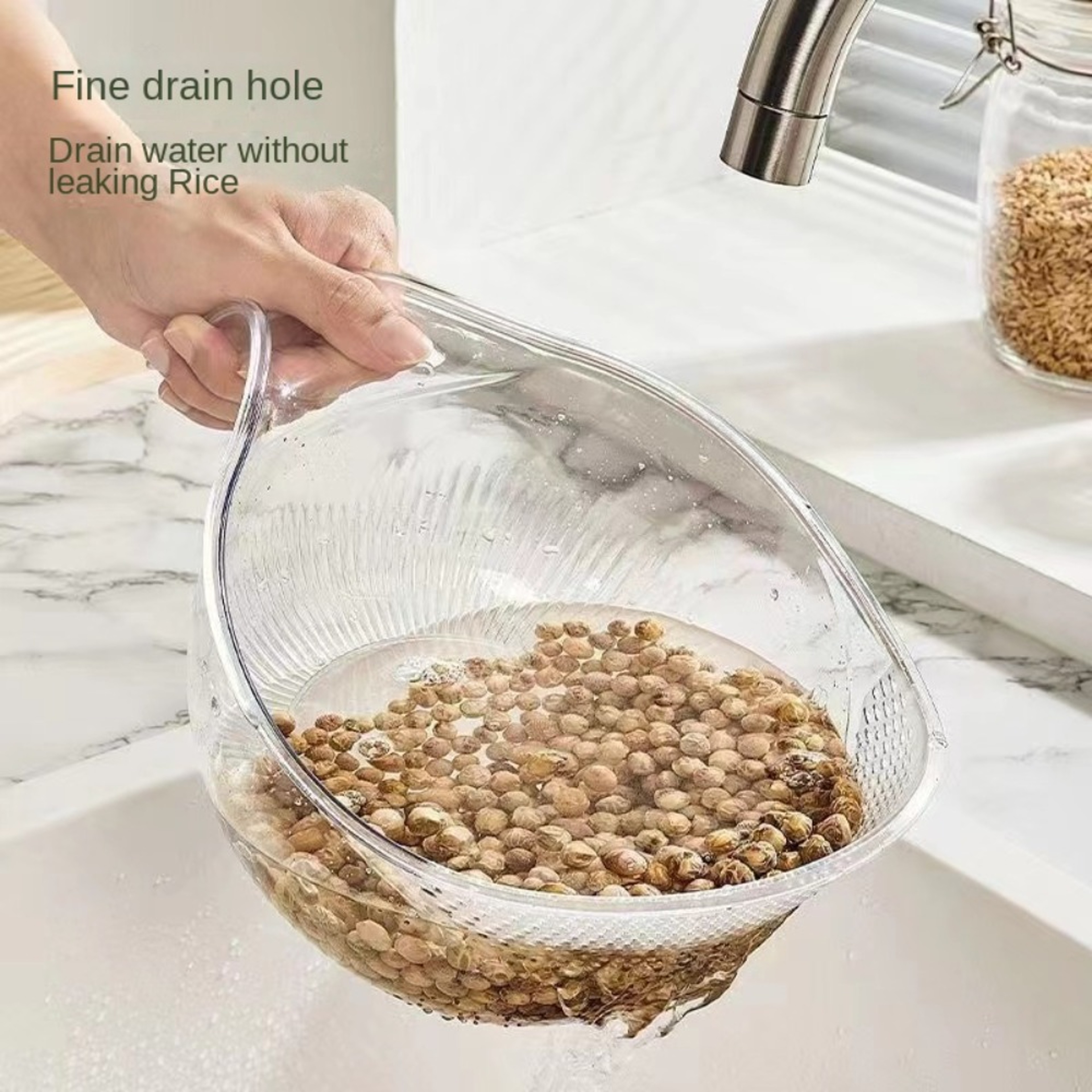Multifunctional Kitchen Drain Basket Strainer Bowl for Fruits, Rice and Vegetables – view 3