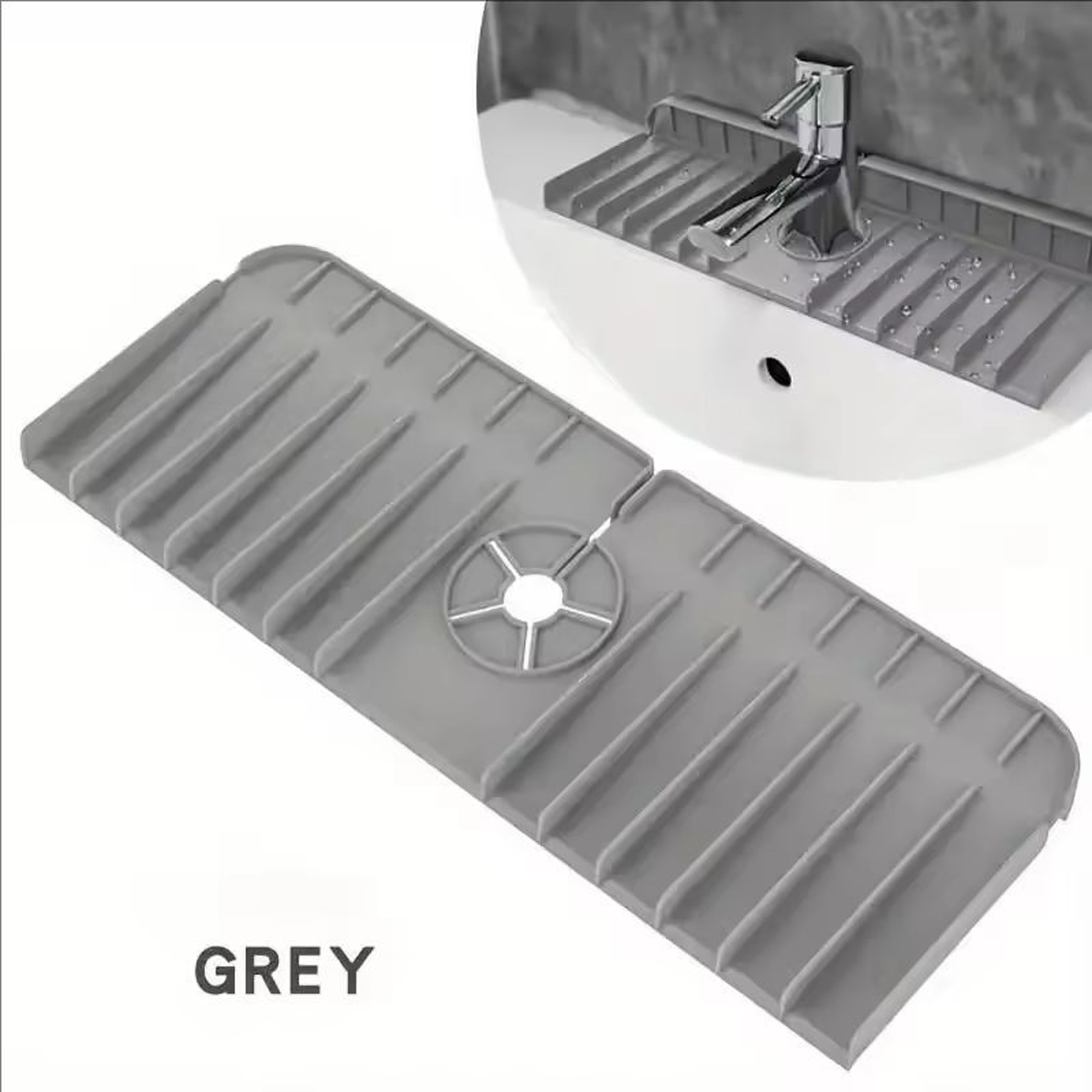 Silicone Faucet Mat Sink Splash Guard Kitchen Sink Drying Mat with Drain Spout – view 7