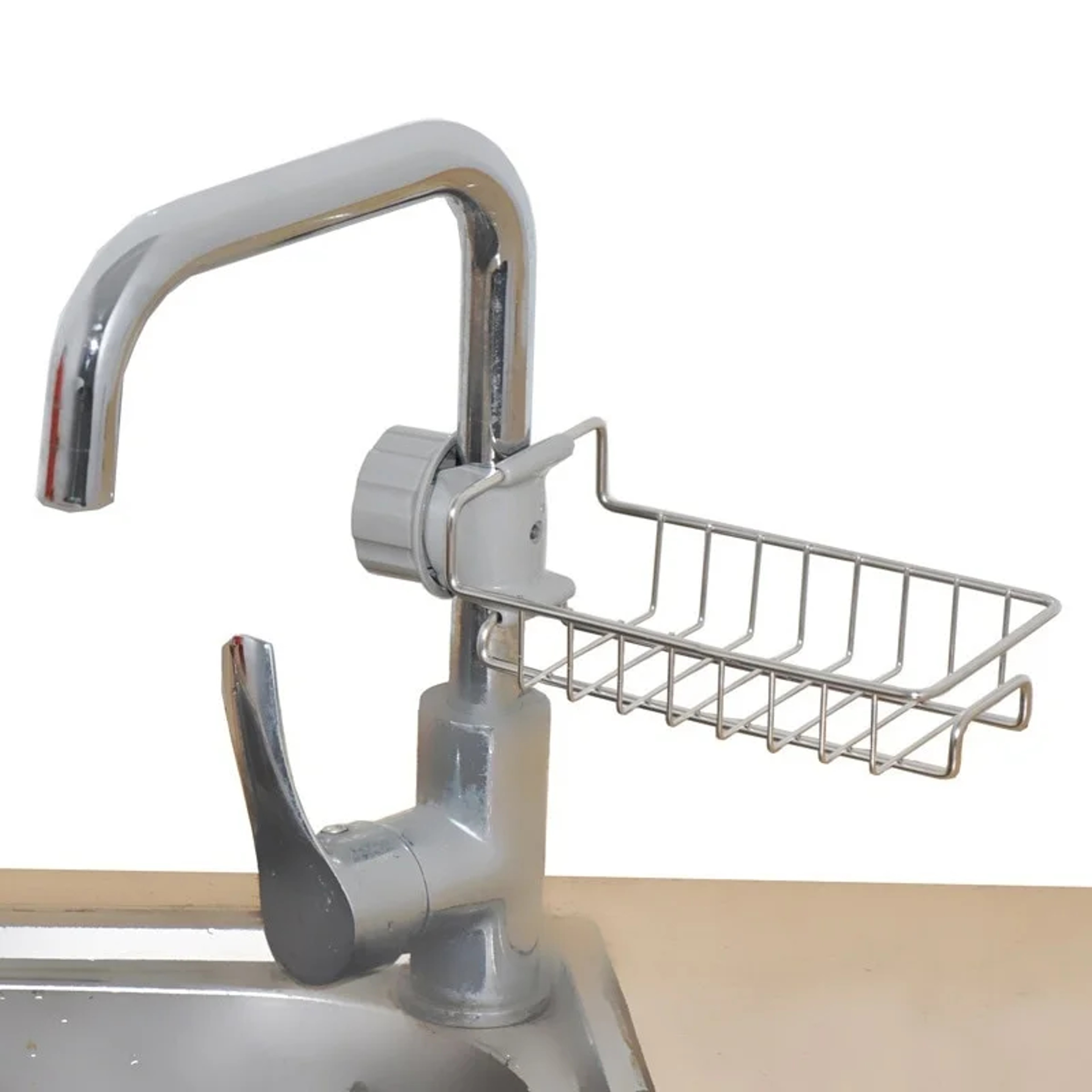 Adjustable Stainless Steel Sink Rack Kitchen Organizer with Drain Holder – view 1