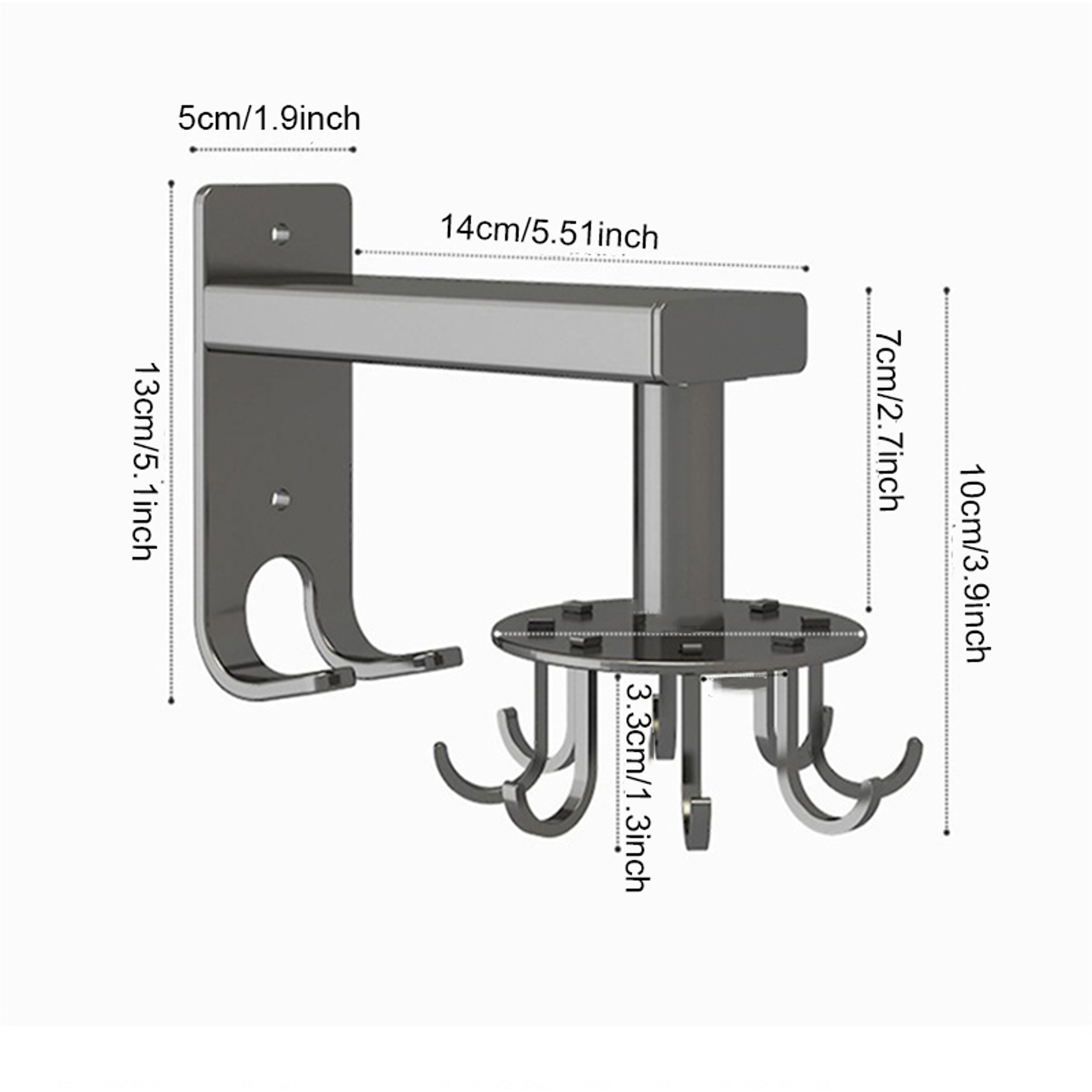Rotating Kitchen Utensil Hook Rack Wall Mounted Organizer – view 7