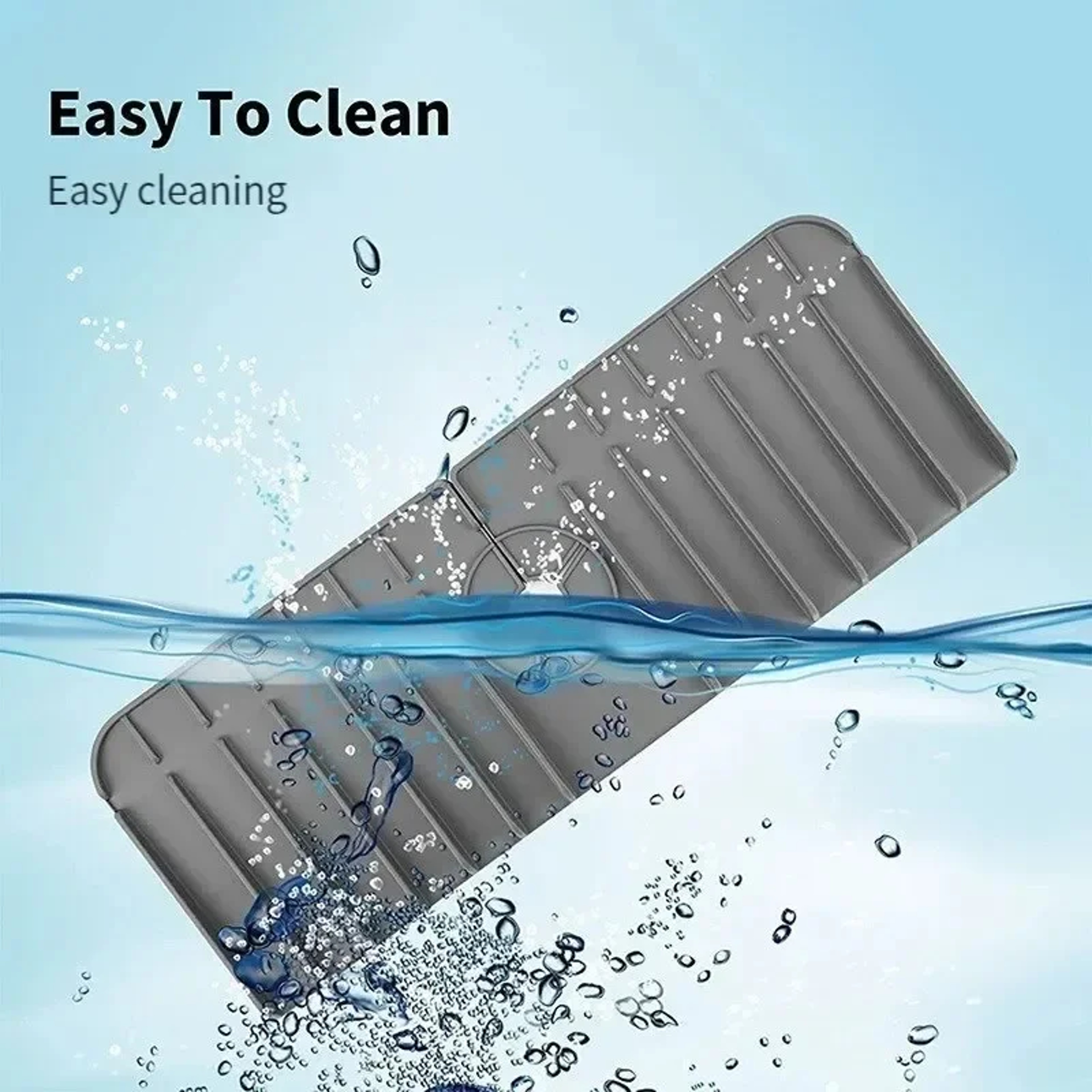 Silicone Faucet Mat Sink Splash Guard with Drain Holder Kitchen Drying Organizer – view 6