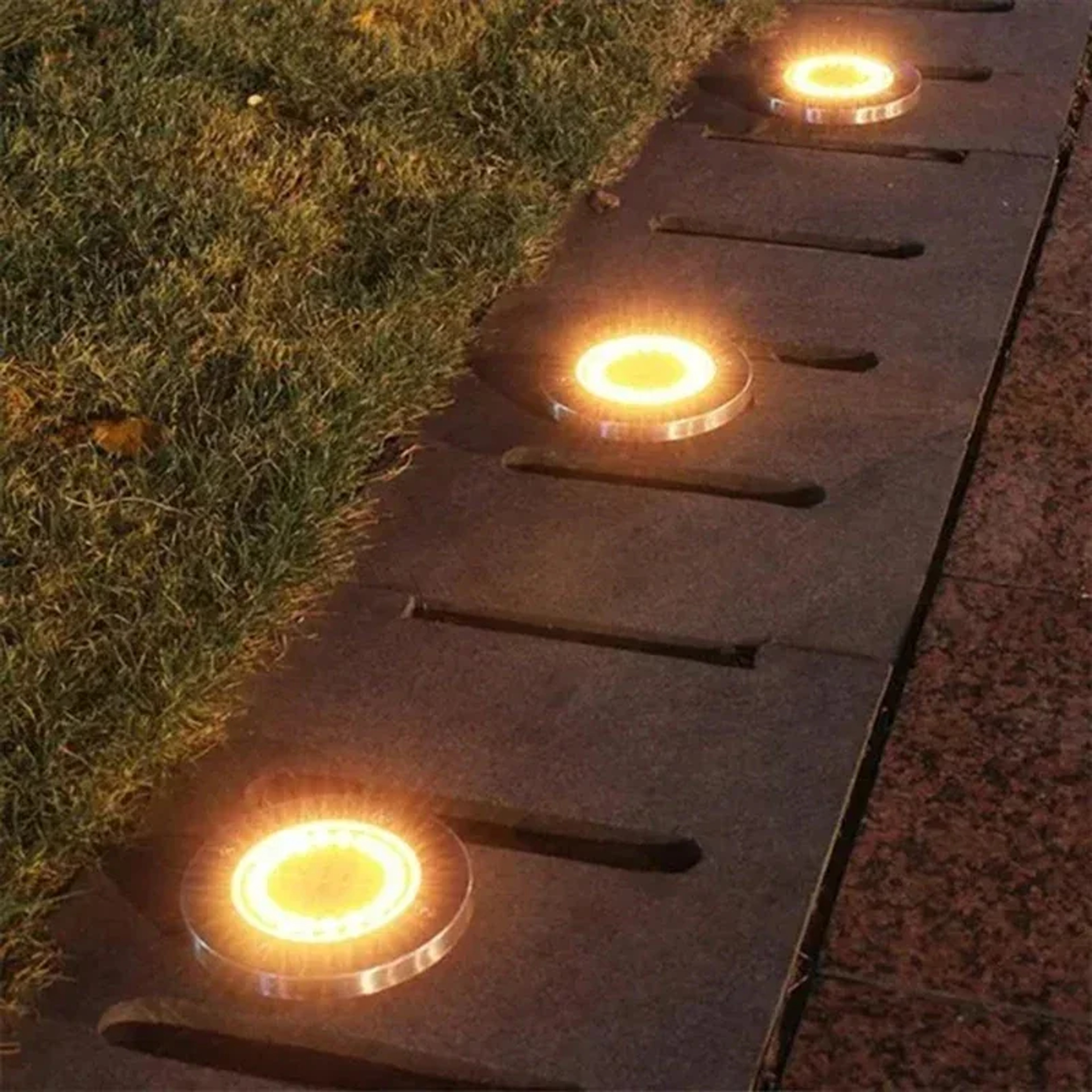 Solar Disk Garden Lights Outdoor Waterproof LED Ground Pathway Lights 4