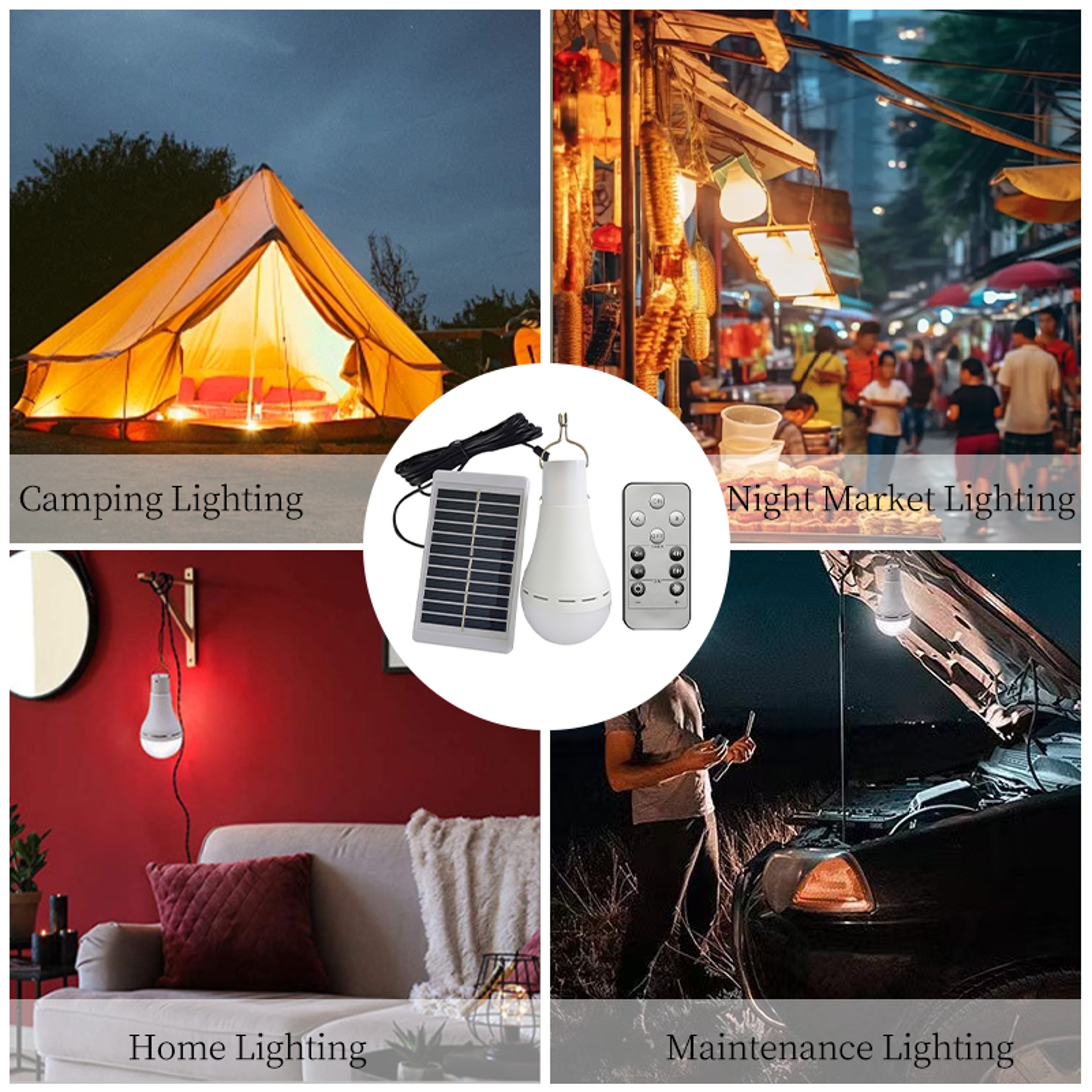Solar LED Hanging Lamp USB Rechargeable Waterproof Emergency Light For Camping And Home 2