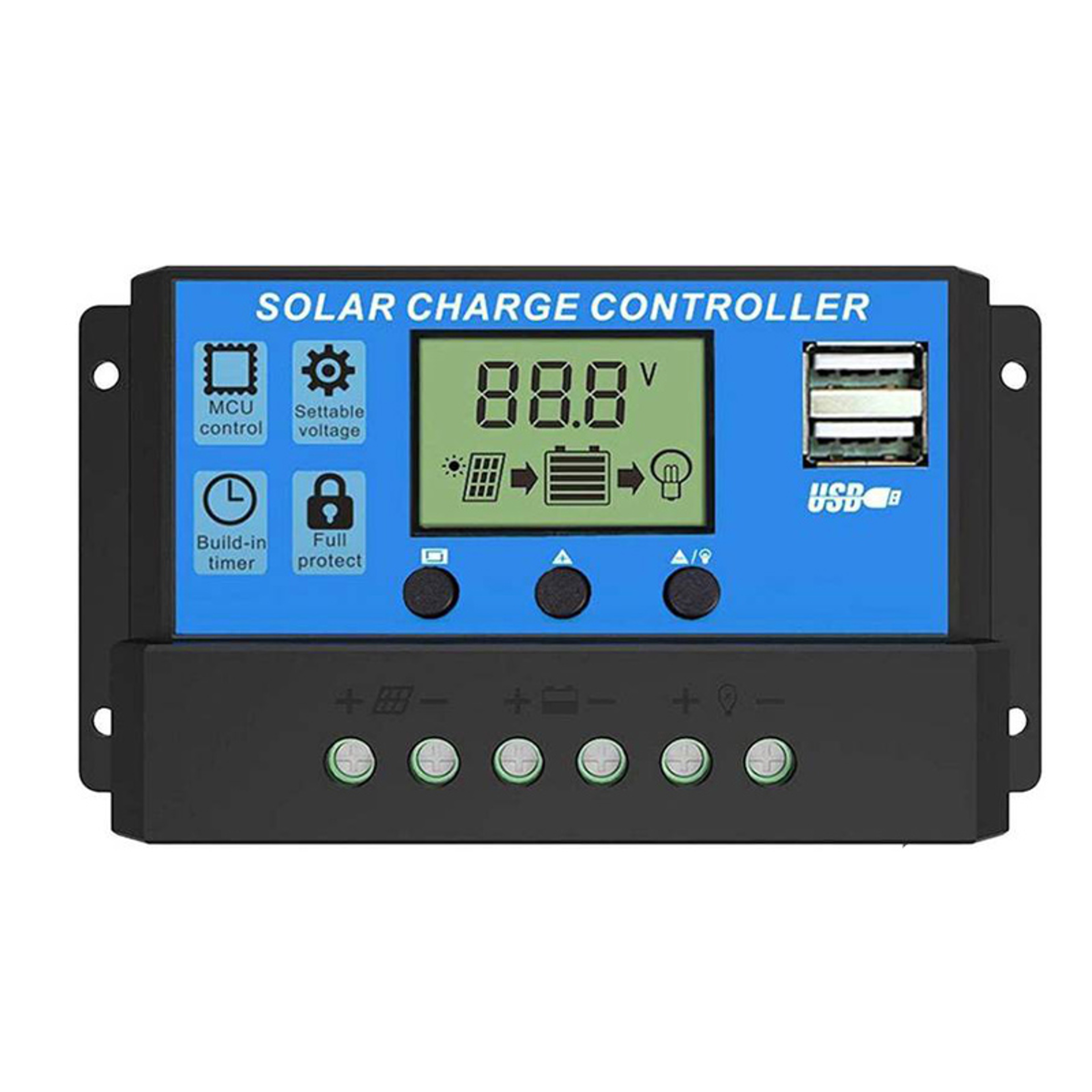 Smart Solar Charge Controller With LCD Display  Dual USB Regulator 0