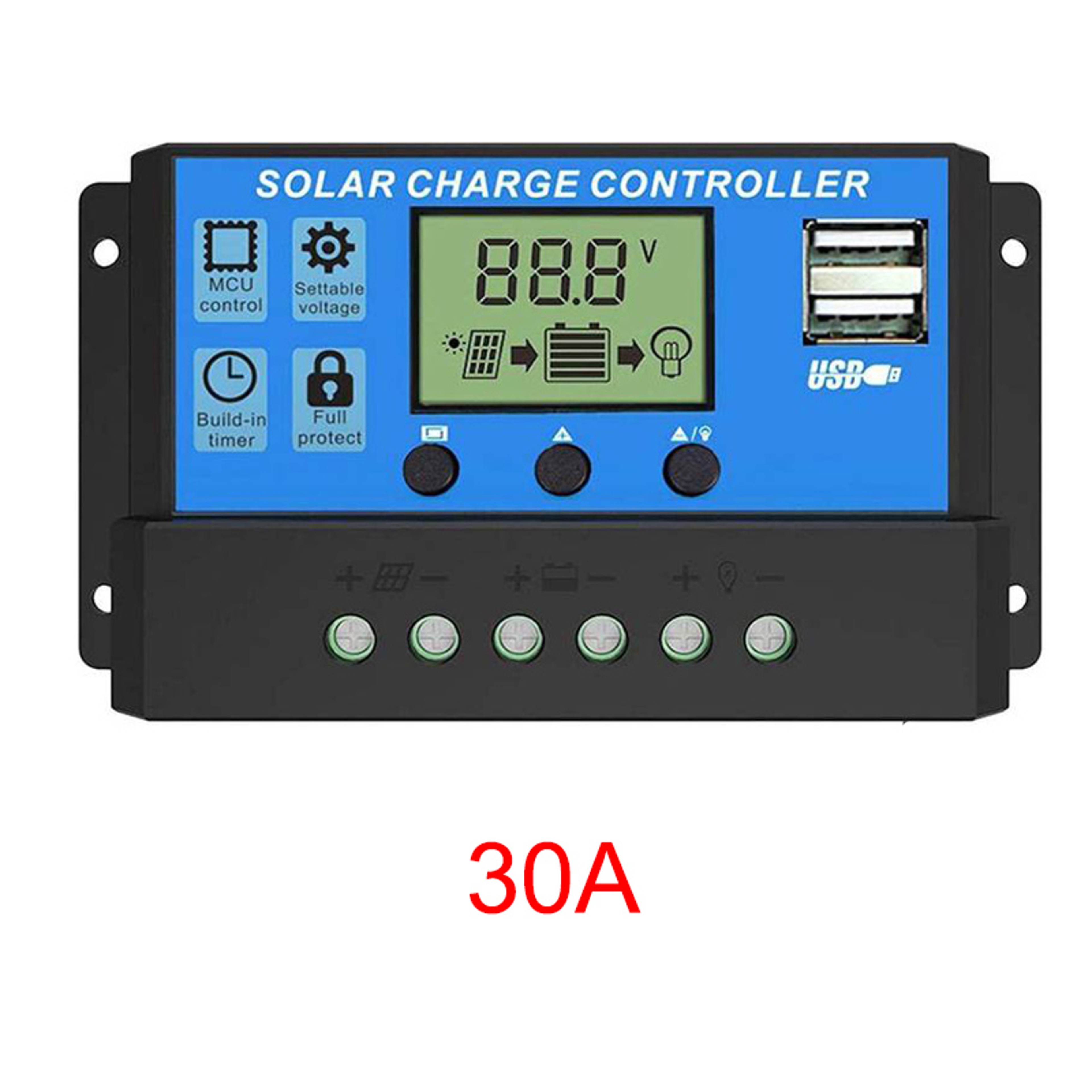 Smart Solar Charge Controller With LCD Display  Dual USB Regulator 7