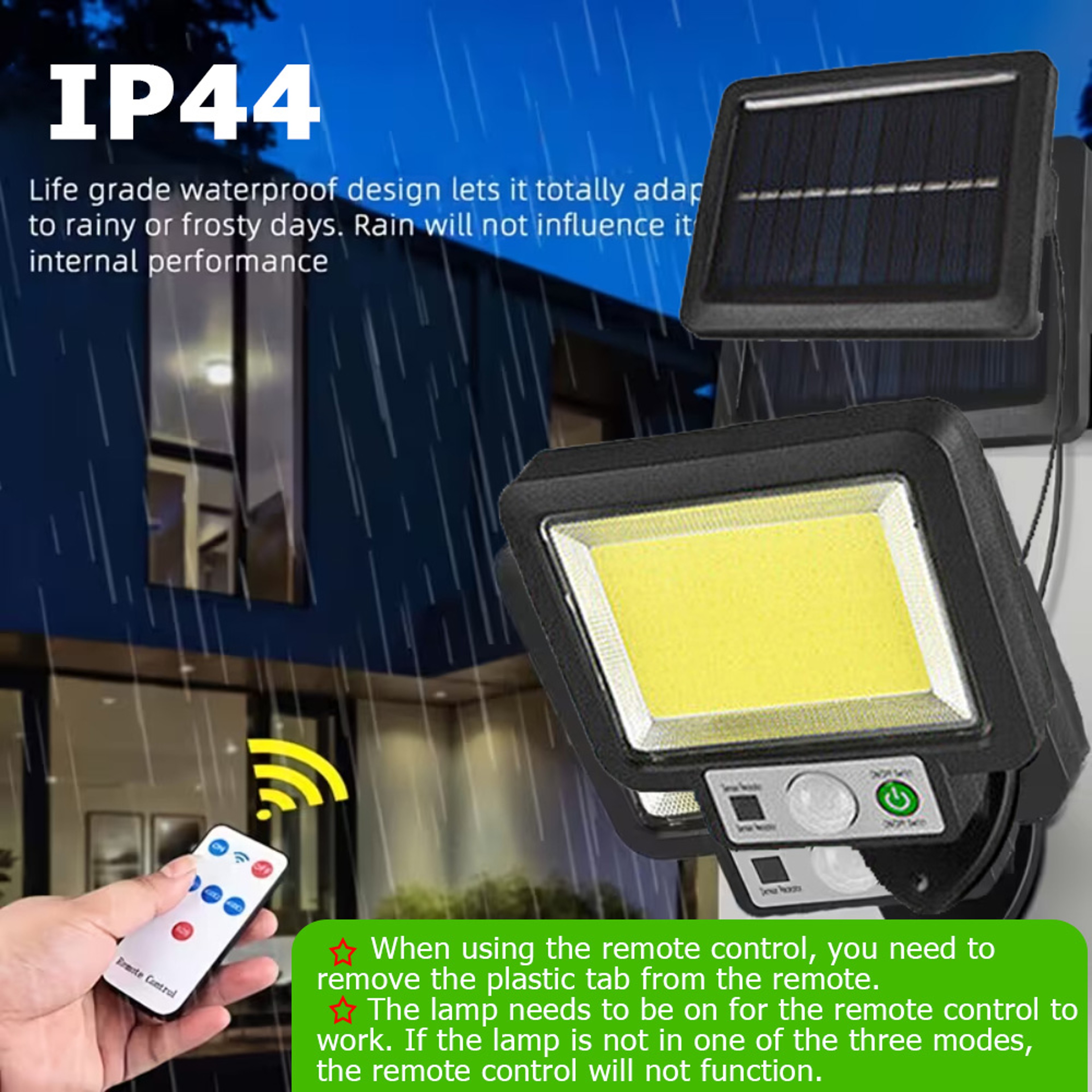 Solar Motion Sensor Wall Light with Remote LED Waterproof Outdoor Security Lamp – view 3