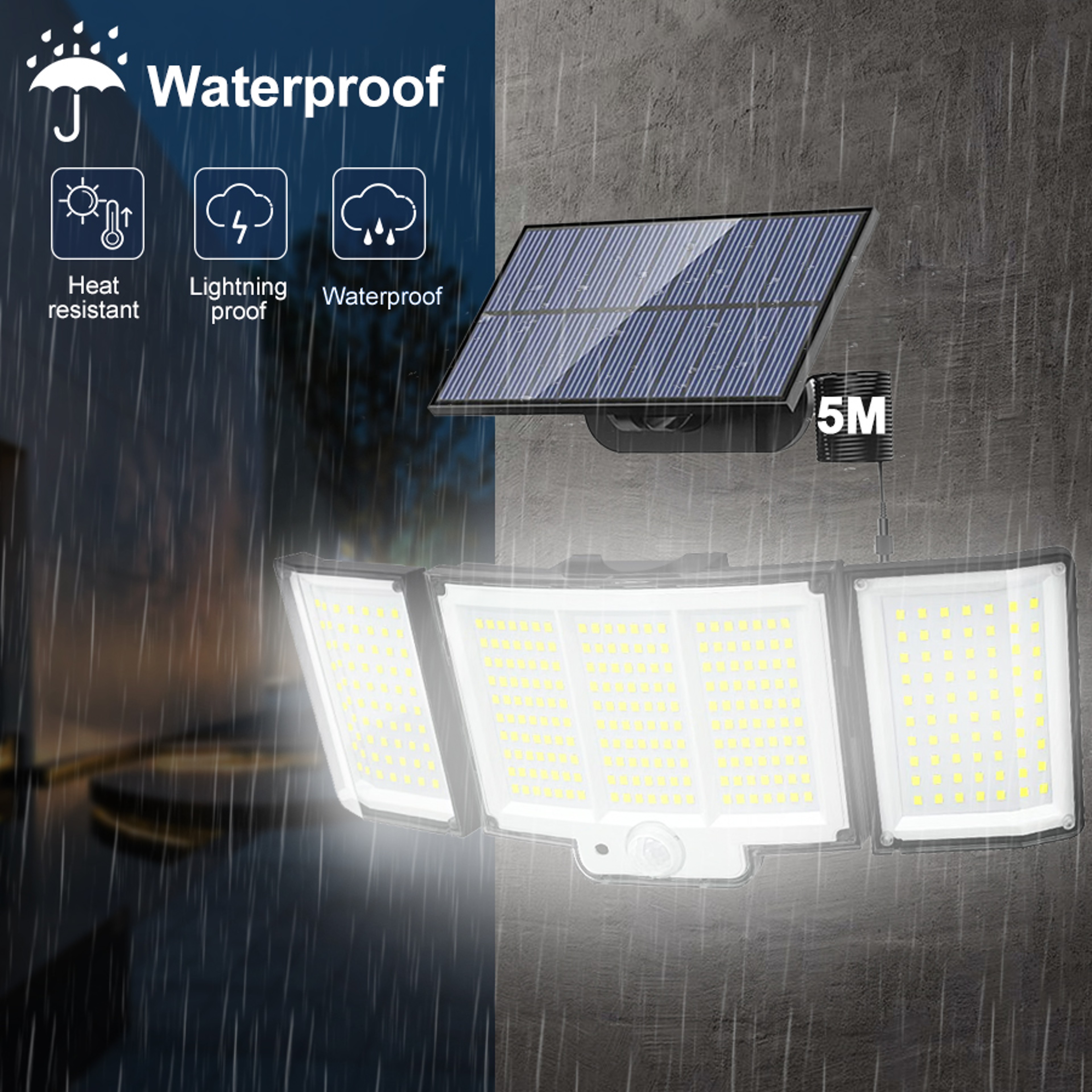 Solar Motion Sensor LED Wall Light Outdoor Waterproof Security Lamp 0