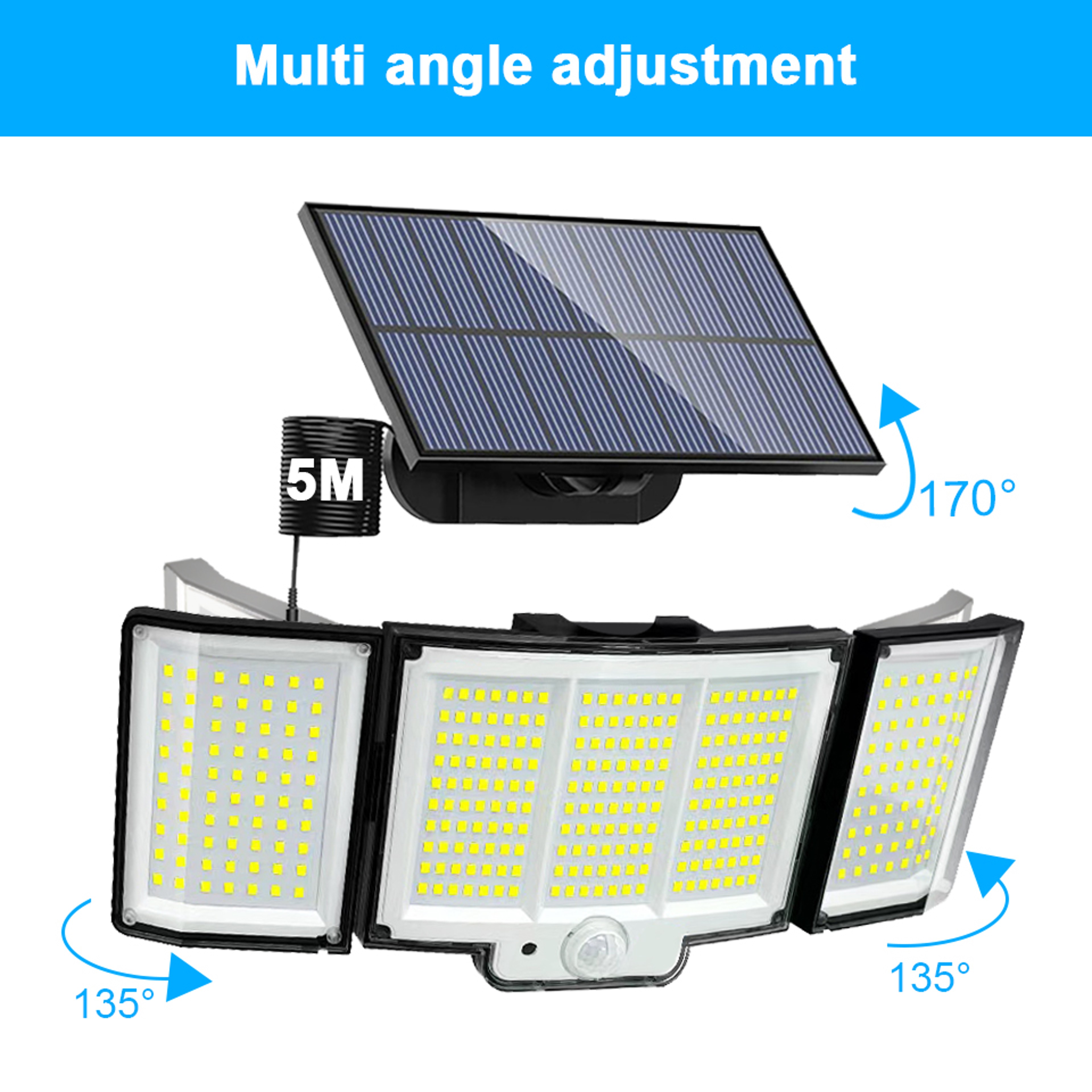 Solar Motion Sensor LED Wall Light Outdoor Waterproof Security Lamp 3