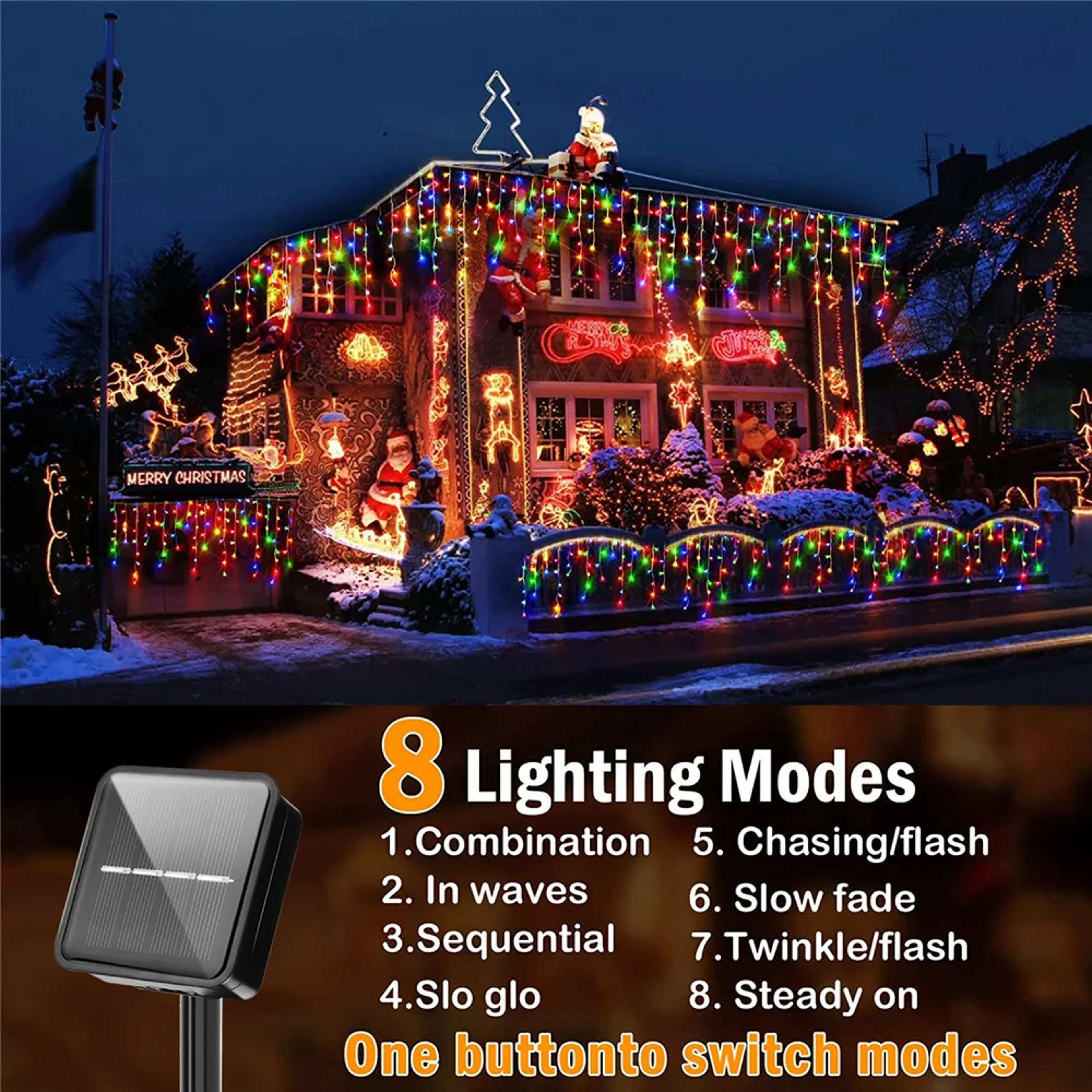 Solar Icicle Curtain Lights Outdoor Waterproof String Lights for Garden Christmas Party Decor – view 4