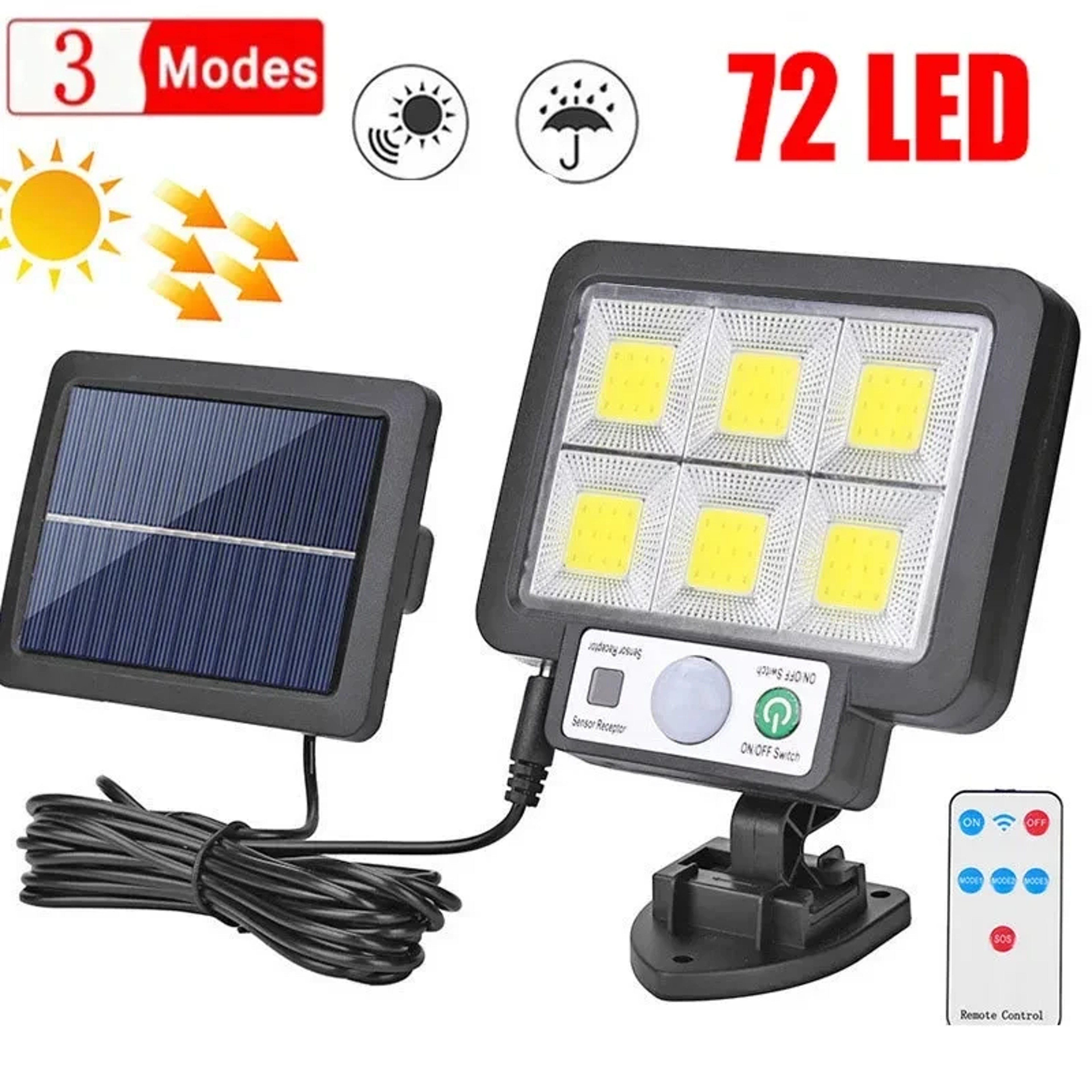 Solar Motion Sensor Wall Light Outdoor Waterproof Split Security Lamp 0