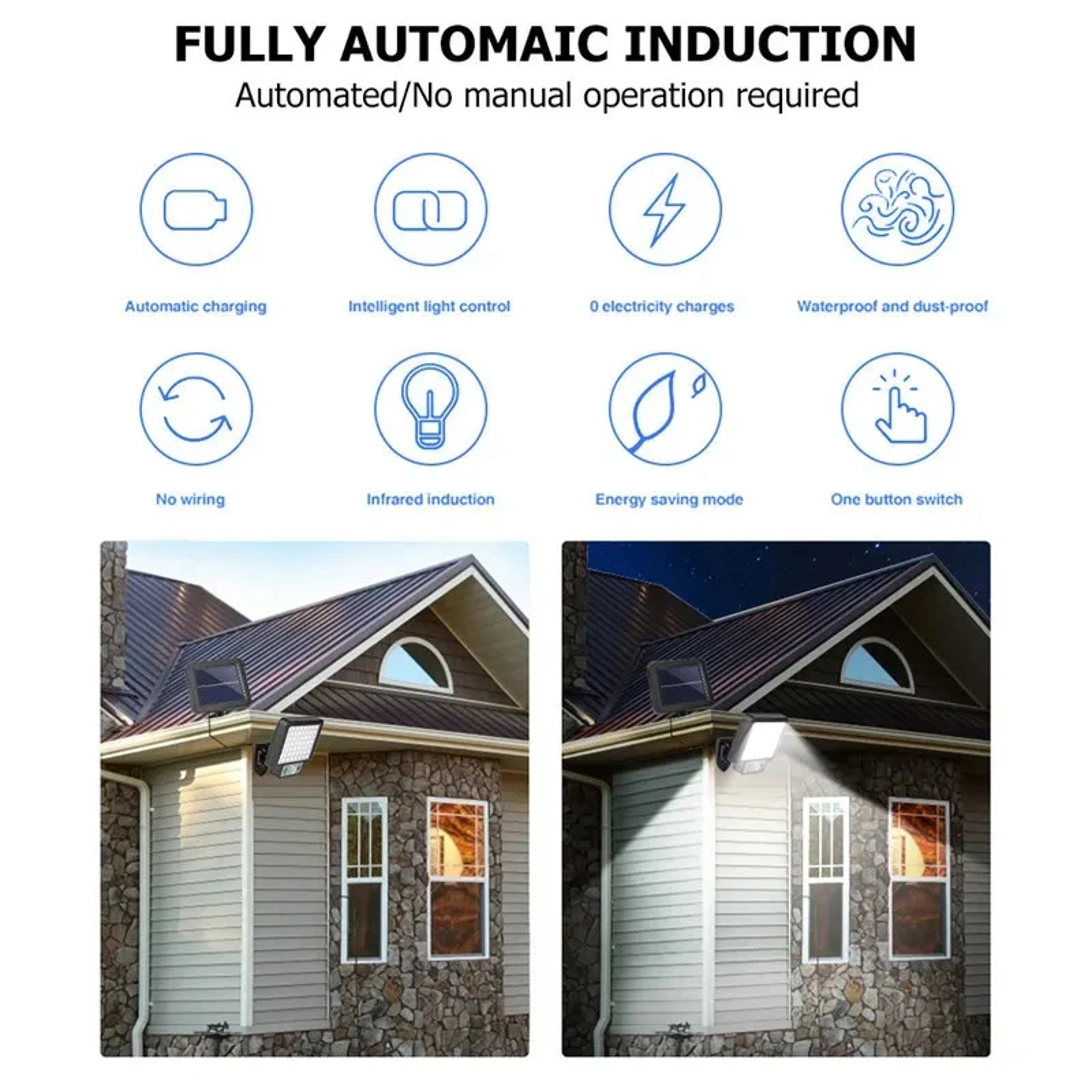 Solar Motion Sensor Wall Light Outdoor Waterproof Split Security Lamp 4