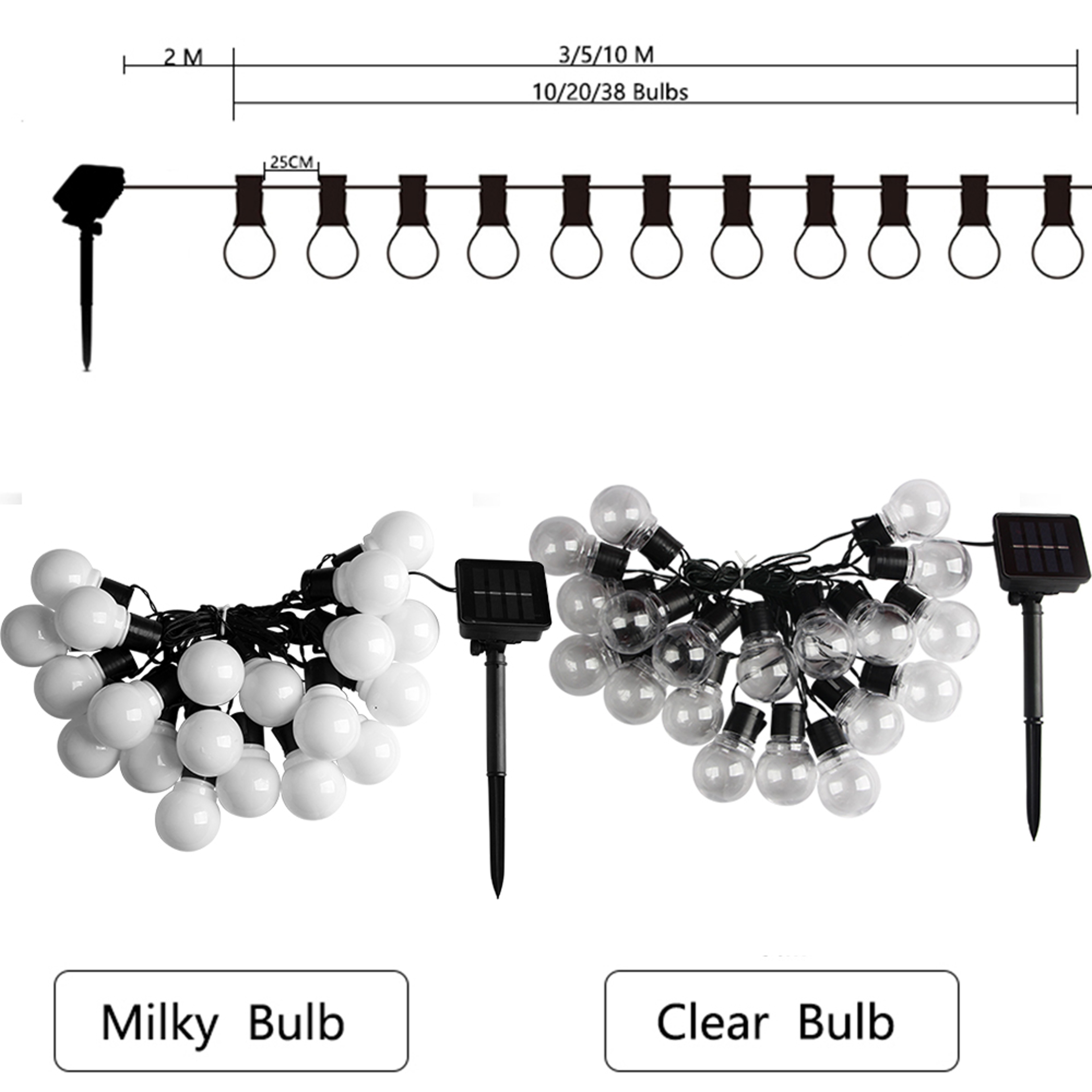 Solar LED Globe String Lights Outdoor Waterproof Garden Fairy Lights For Patio Party Decor 1