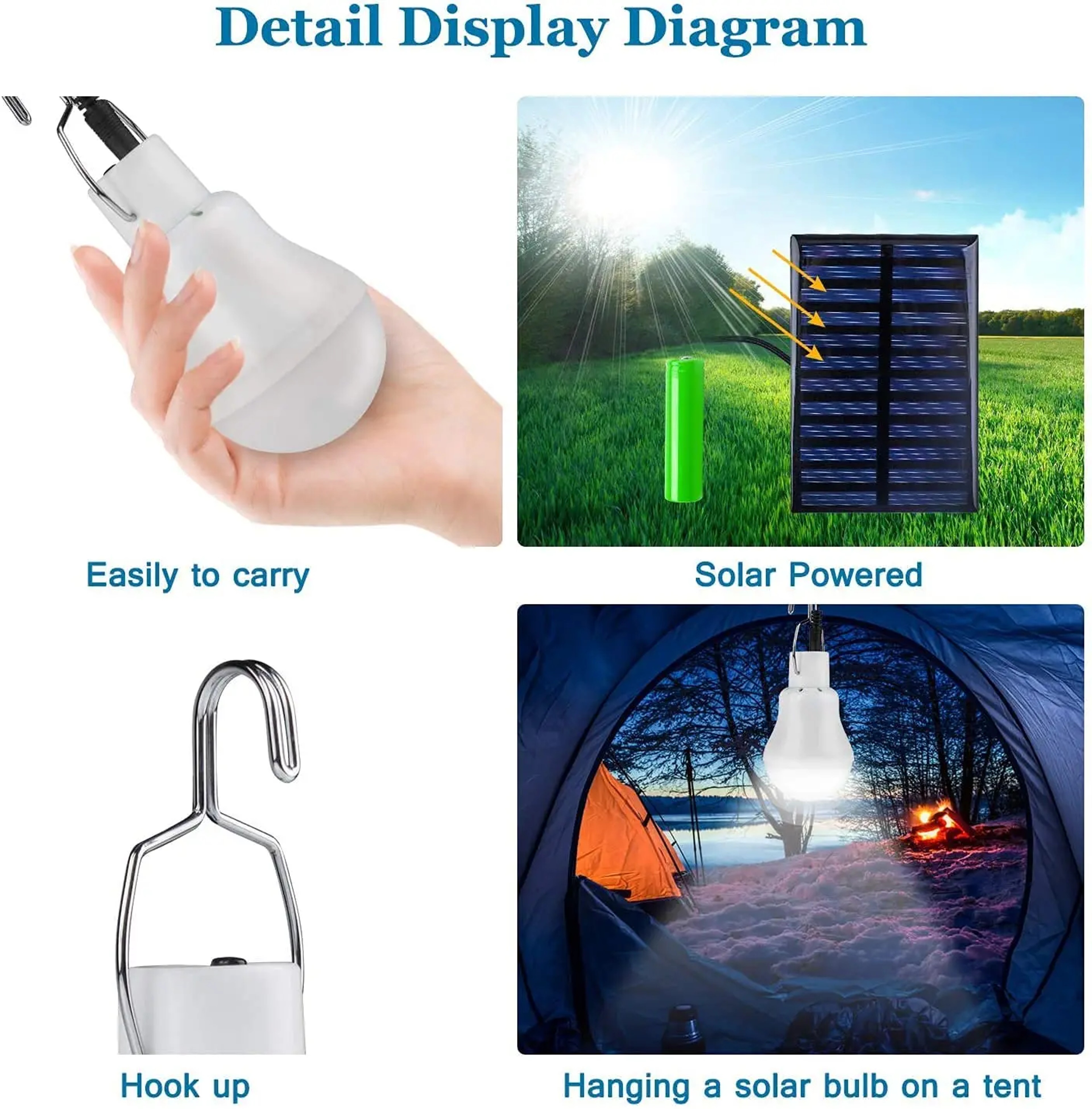 Solar LED Emergency Light Bulb Waterproof Portable Outdoor USB Rechargeable – view 4