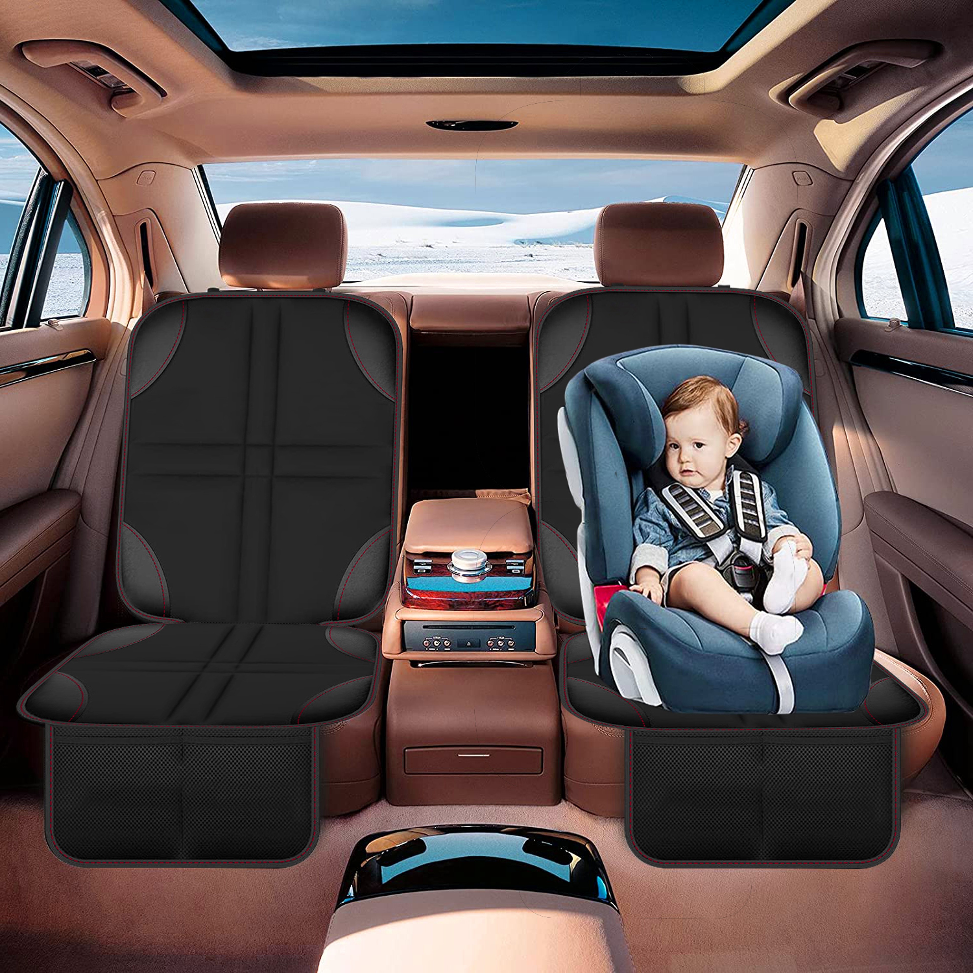 Universal Car Seat Protector for Kids with Kick Mat Waterproof Back Seat Cover – view 5