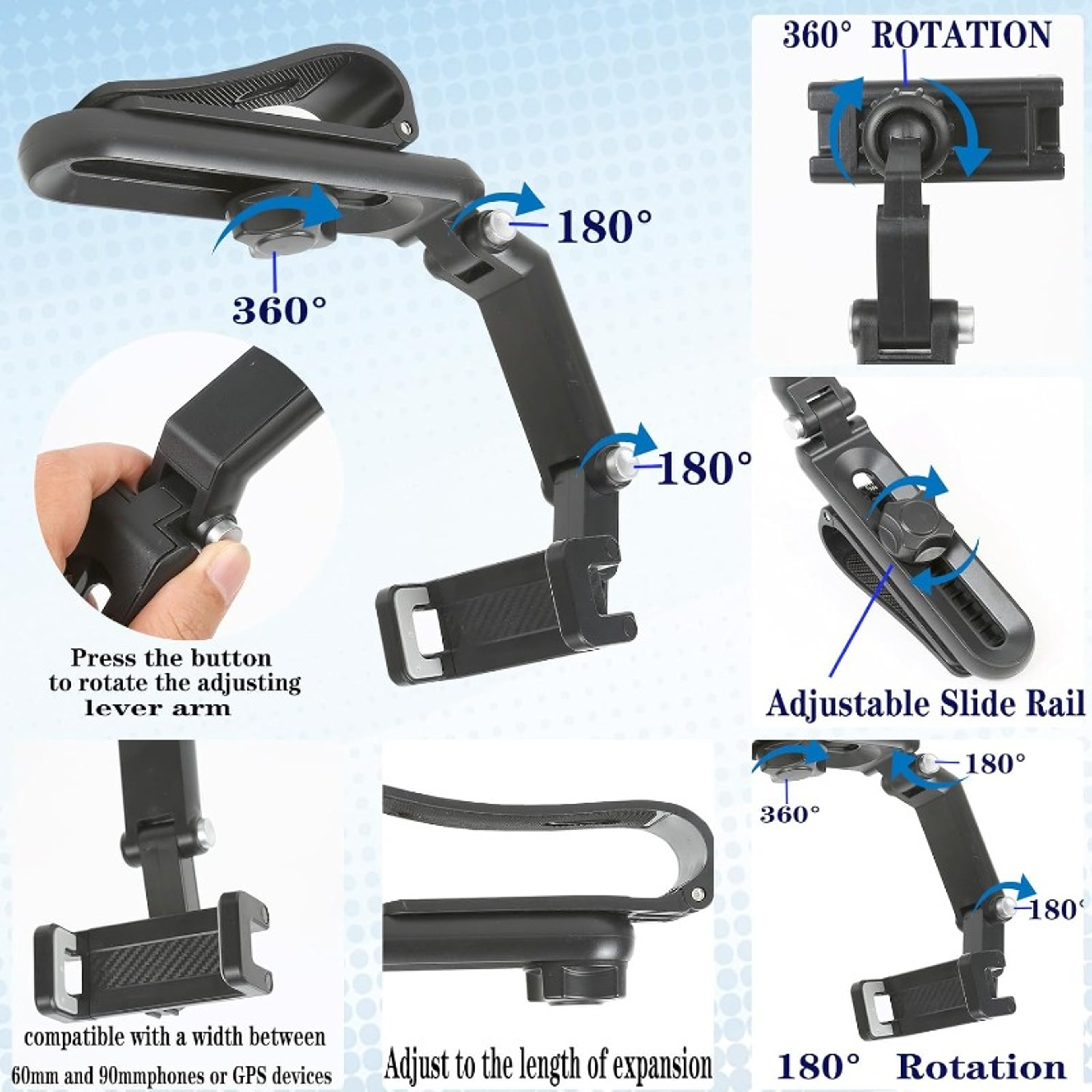 Rotatable Car Sun Visor Phone Holder Foldable Clip Mount for Safe Driving – view 2
