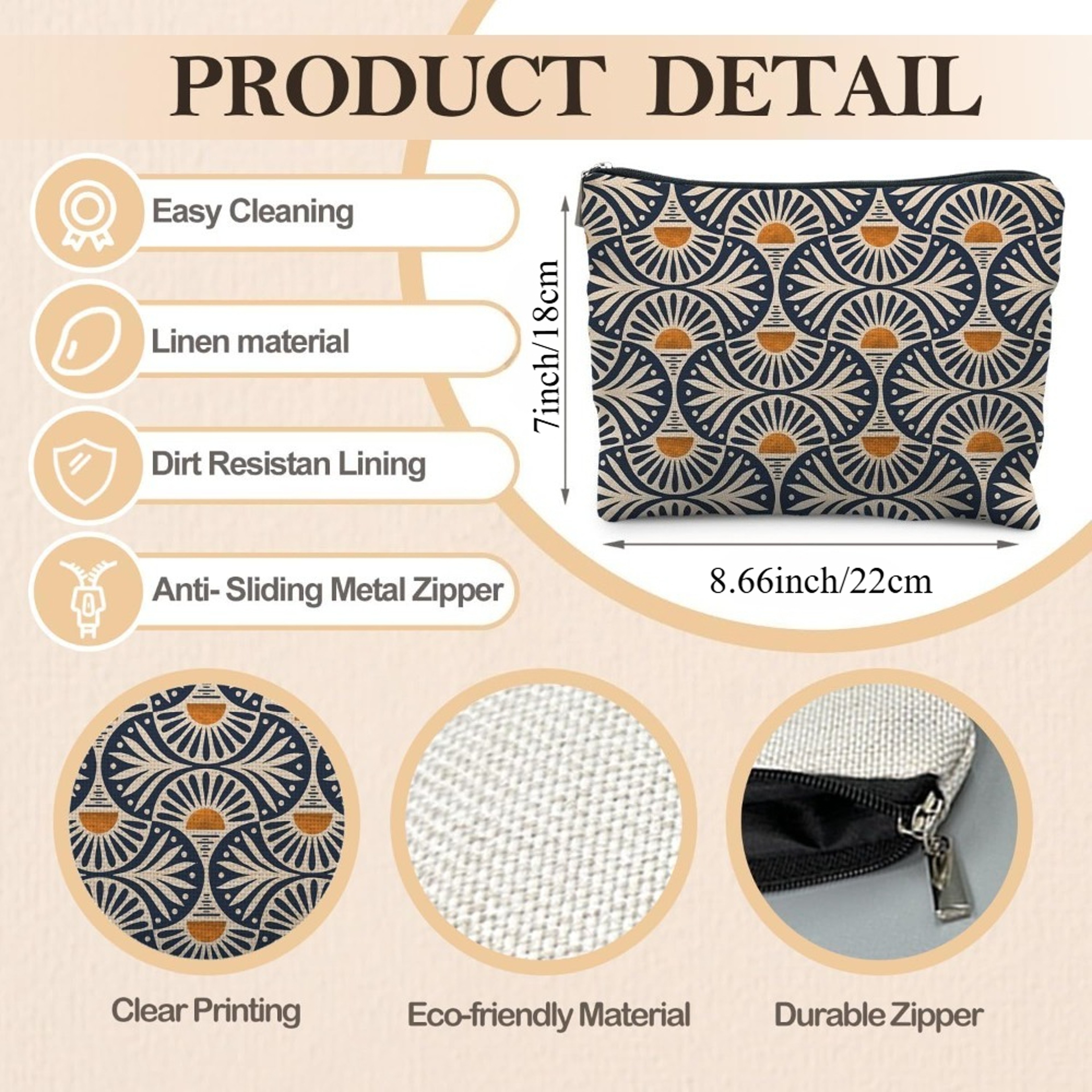 Boho Makeup Bag Aesthetic Cosmetic Pouch Travel Toiletry Organizer for Women – view 2