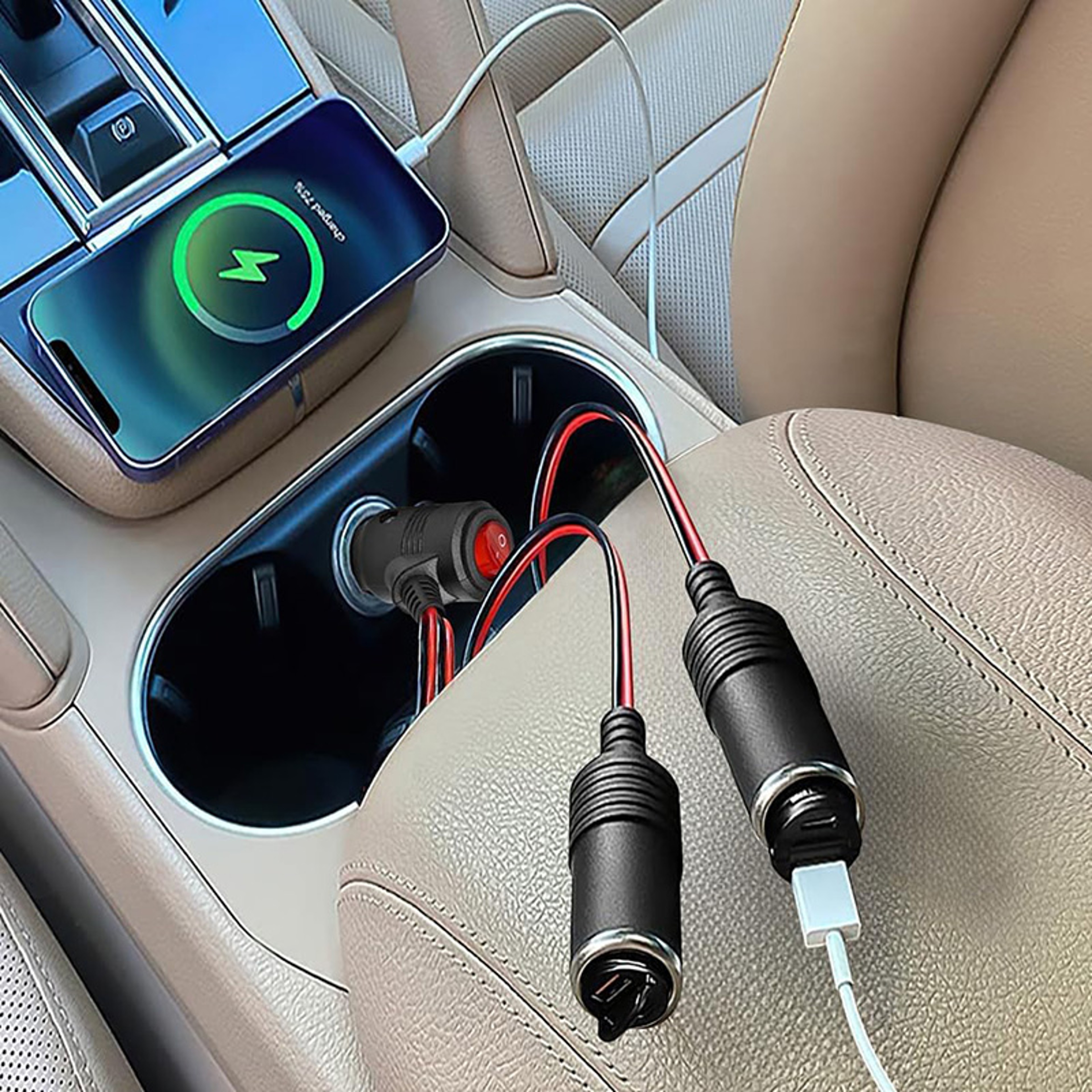 Dual Socket Car Power Splitter Adapter with Switch for GPS Phone Charger Dash Cam – view 2