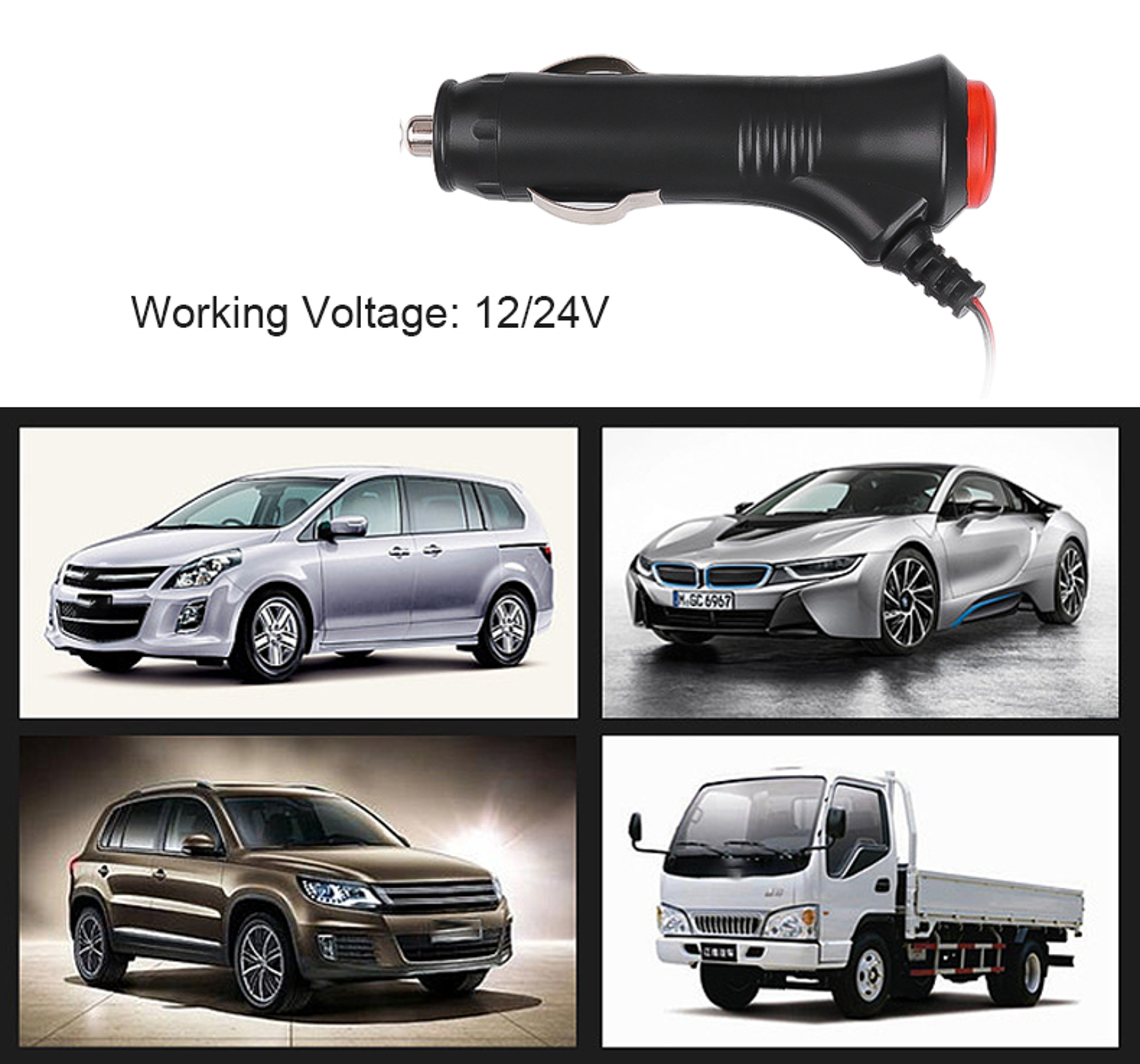Universal Car Power Adapter Cable with Switch Cigarette Lighter Connector – view 4