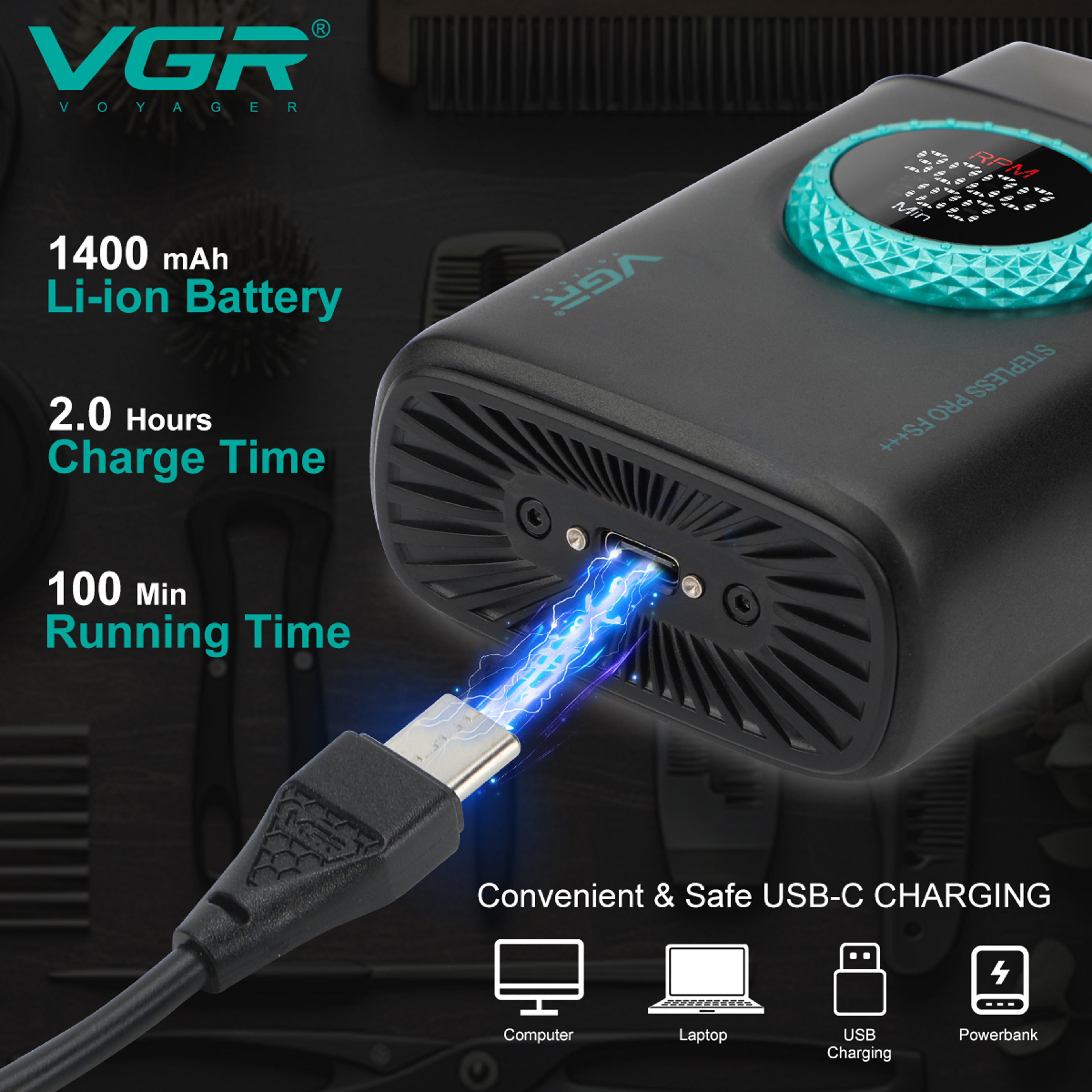 VGR Electric Foil Shaver For Men With Triple Blade Precision  LED Display 4