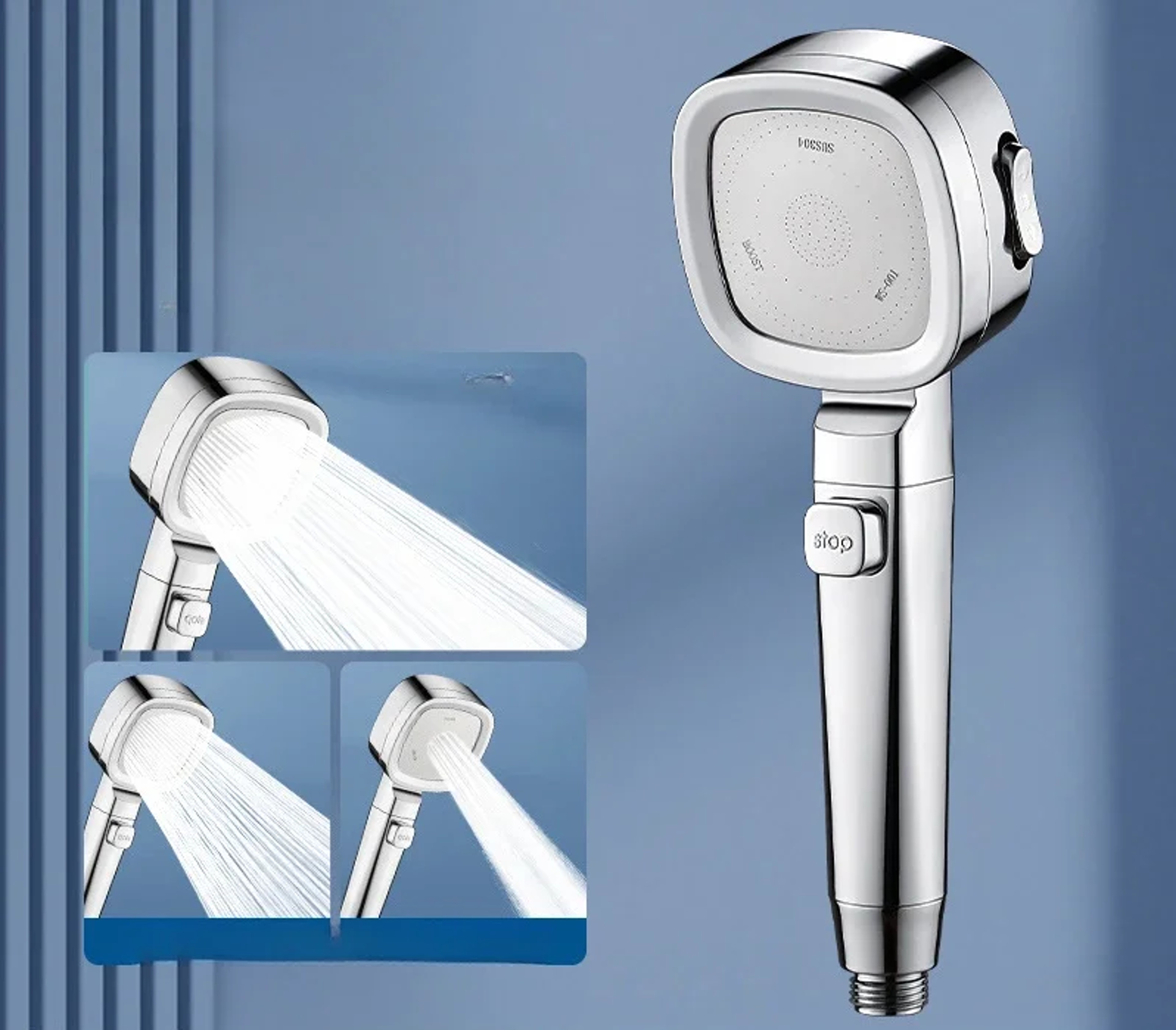 Premium Adjustable Mode High Pressure Water Saving Shower Head With One Key Stop 7