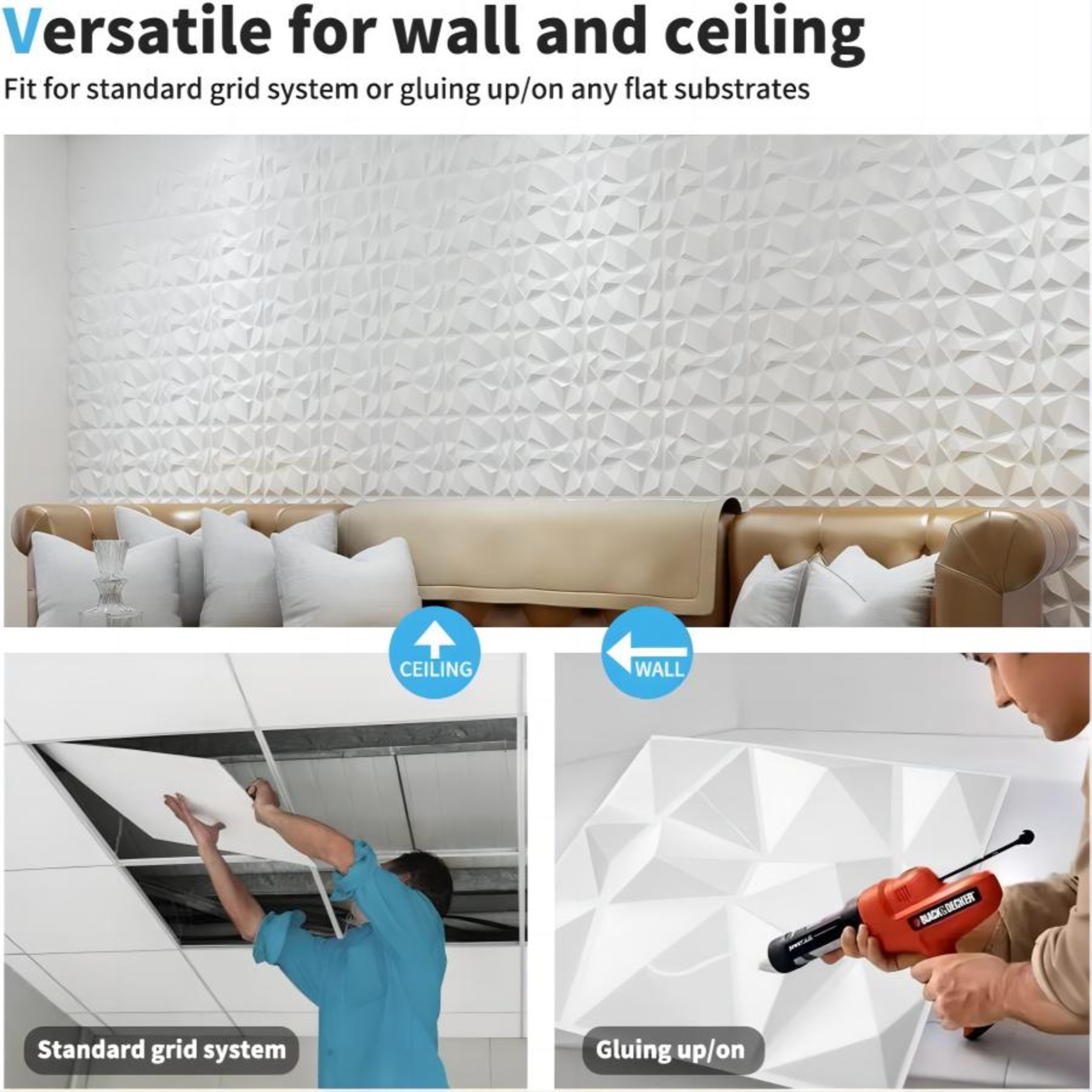 Diamond PVC Wall Panels Pack Of Decorative Wall Tiles For Modern Home Decor 5
