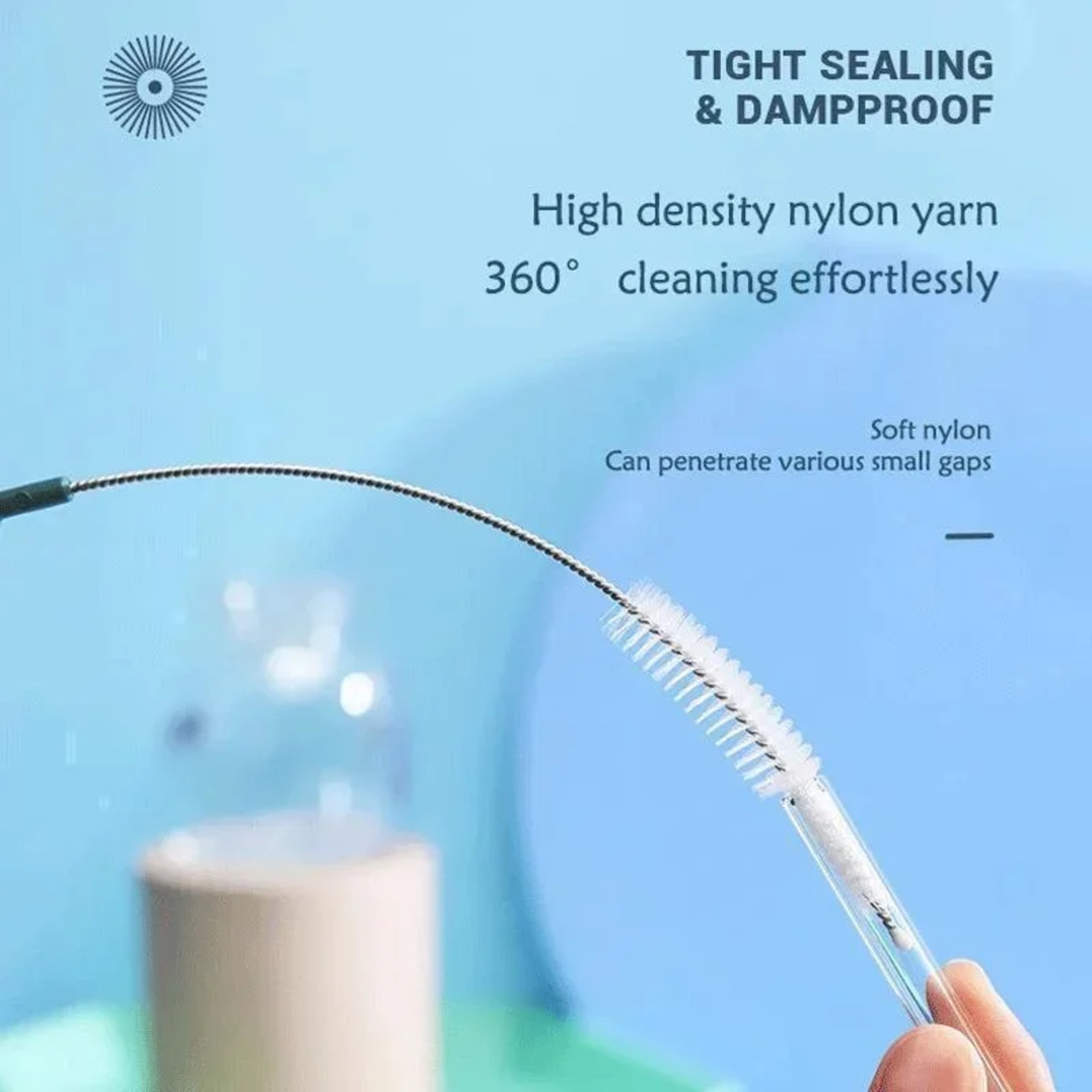 Reusable Straw Cleaning Brush Set with Stainless Steel Handle for Bottles, Tubes & Pacifiers – view 6