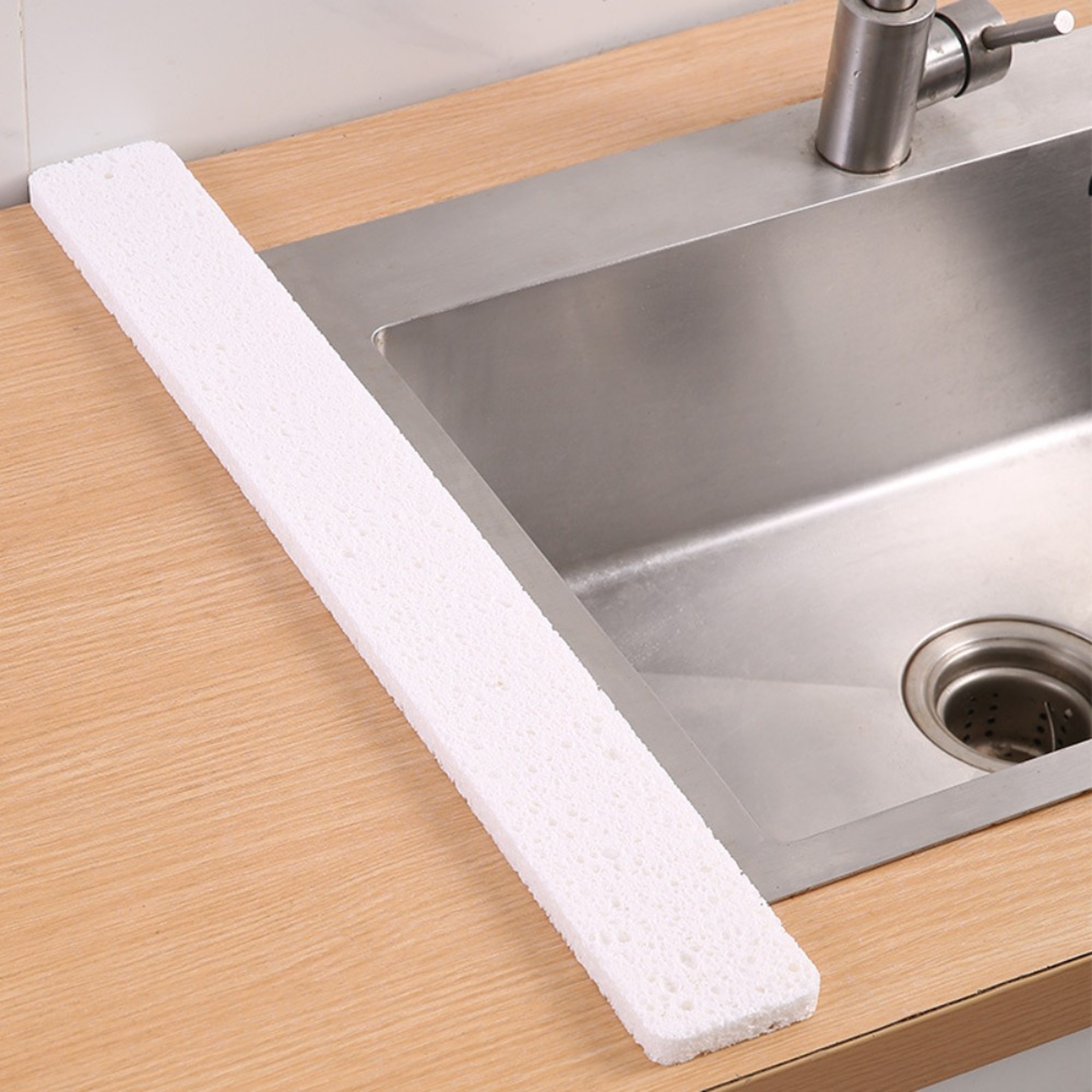 Kitchen Sink Sponge Water Blocking Strip, Wood Pulp Cotton Sponge Cuttable Absorbent Countertop Pad – view 7