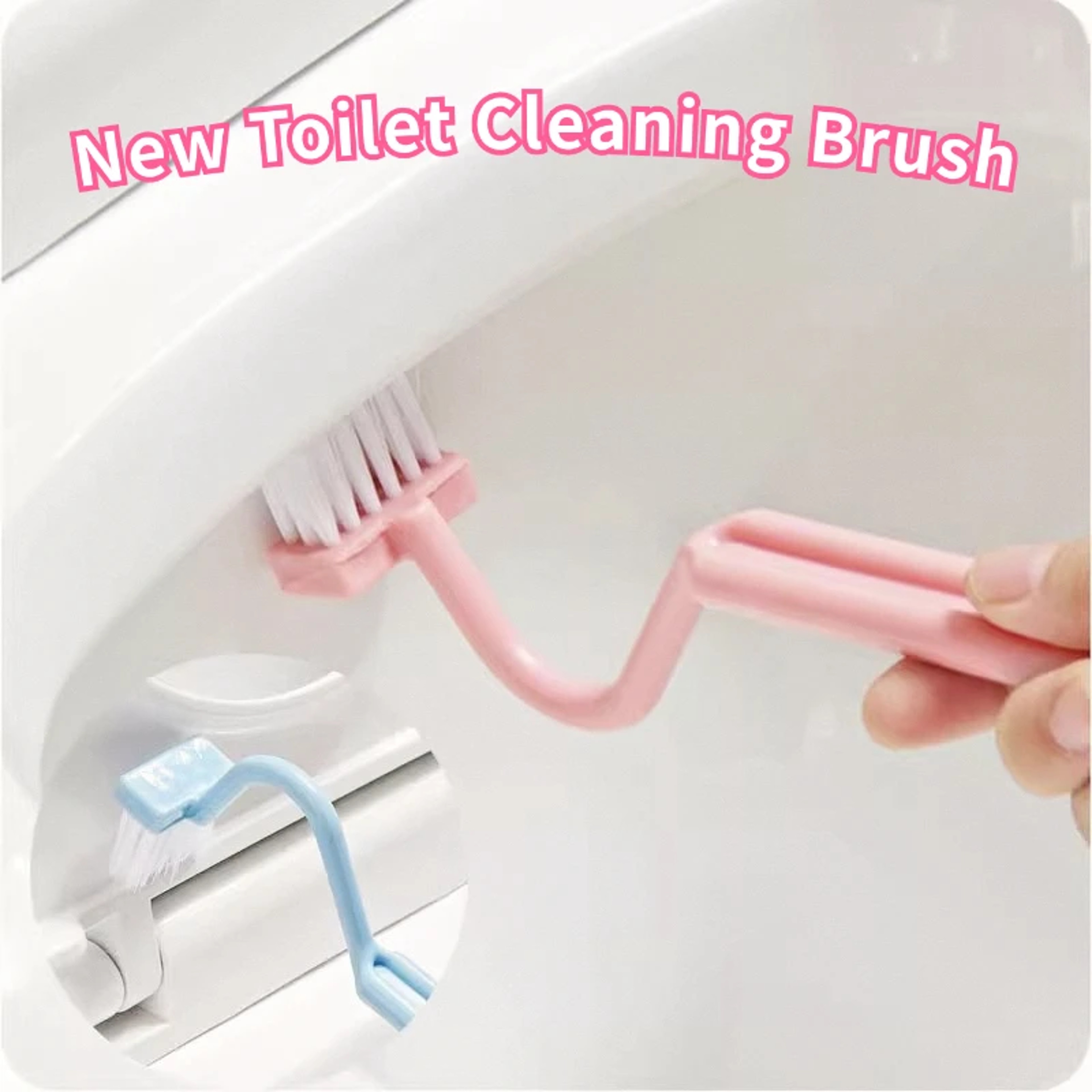 S Shape Toilet Cleaning Brush with Curved Handle Portable Corner WC Scrubber – view 2