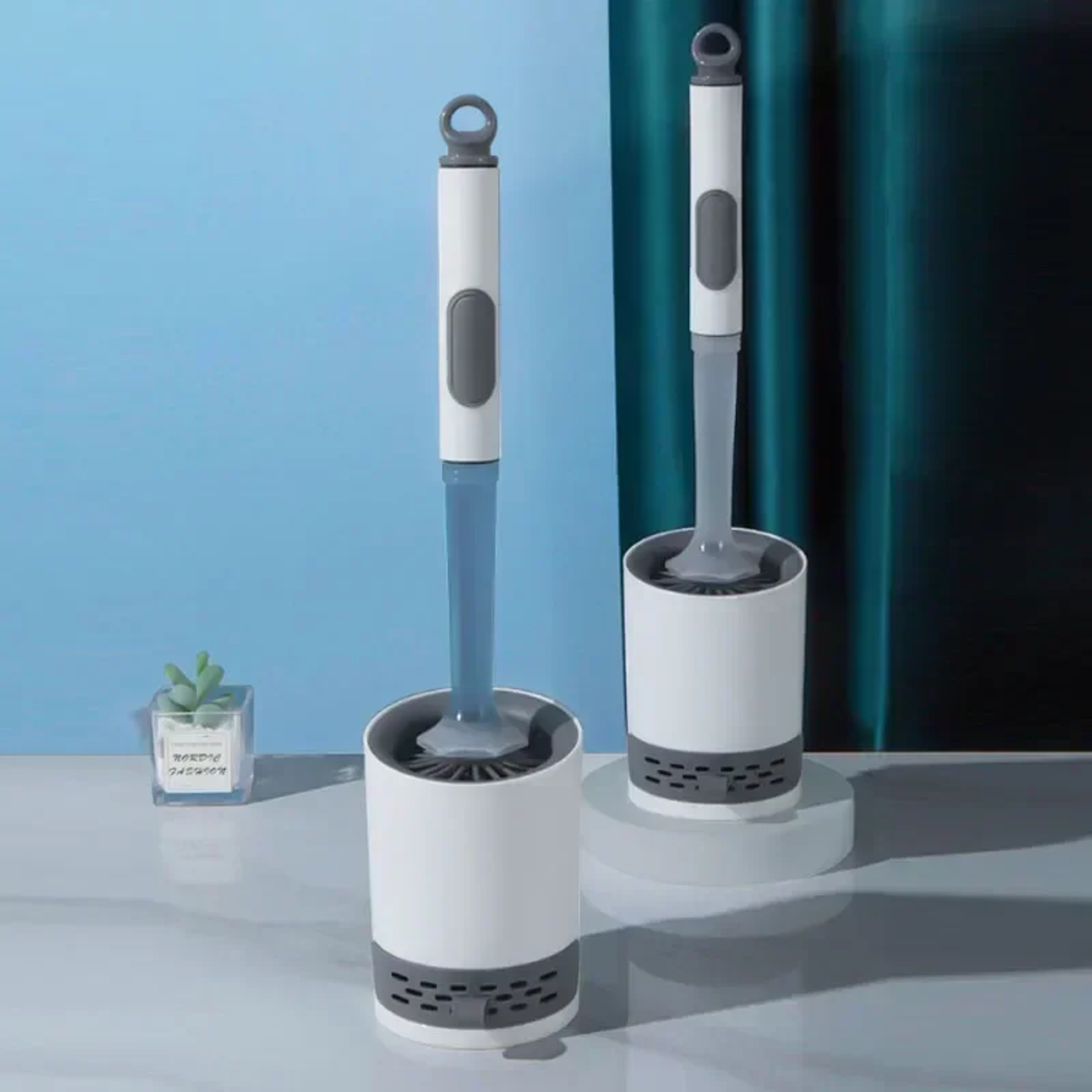 Silicone Toilet Brush with Holder Wall Mounted TPR Bathroom Cleaning Brush – view 1