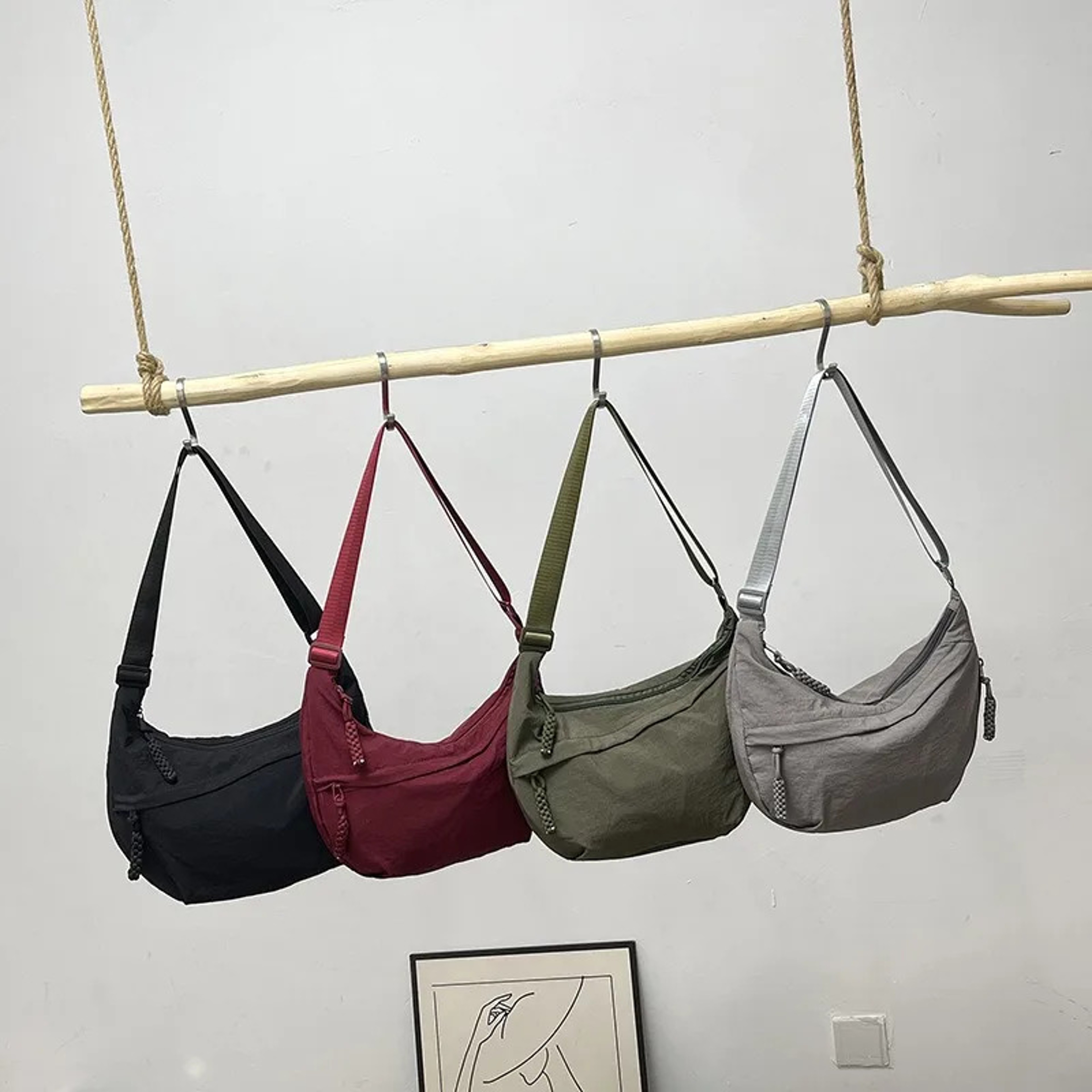 Minimalist Canvas Shoulder Bag For Women Everyday Dumpling Tote With Zipper Closure 3