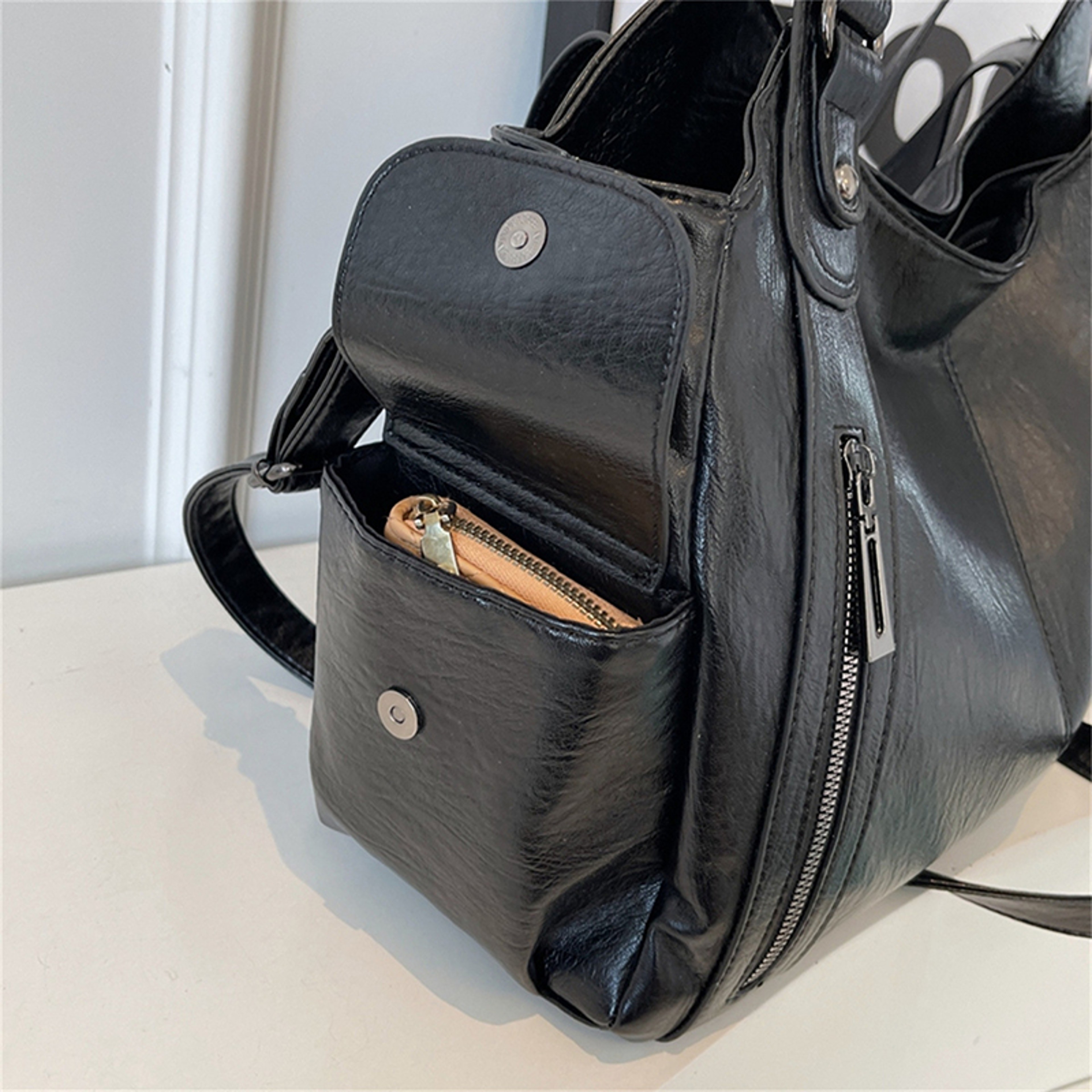Color Block Womens Crossbody Bag Soft PU Leather Handbag for Everyday Style – view 5