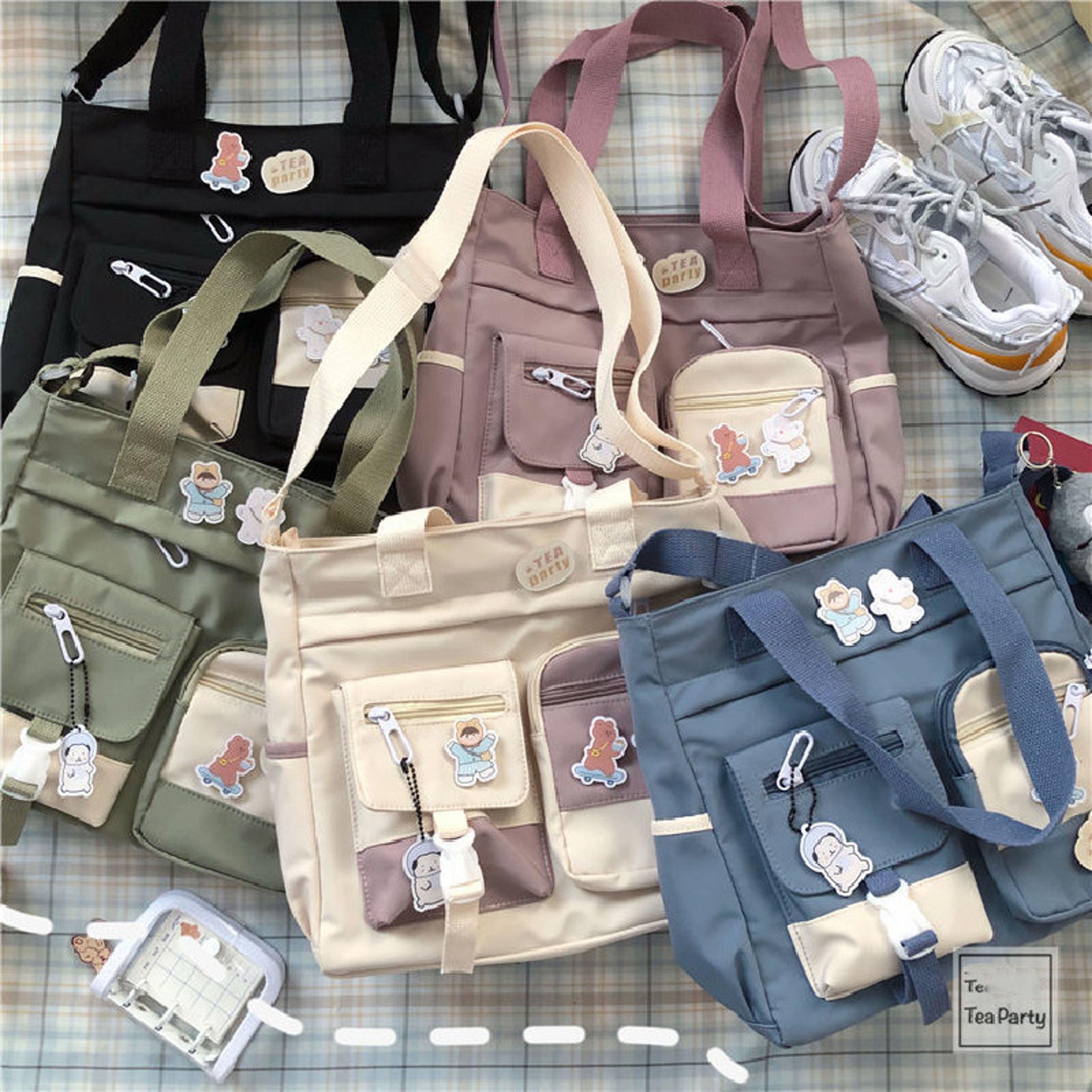 Waterproof Canvas Crossbody Bag For Women Large Capacity Nylon Messenger Tote 2