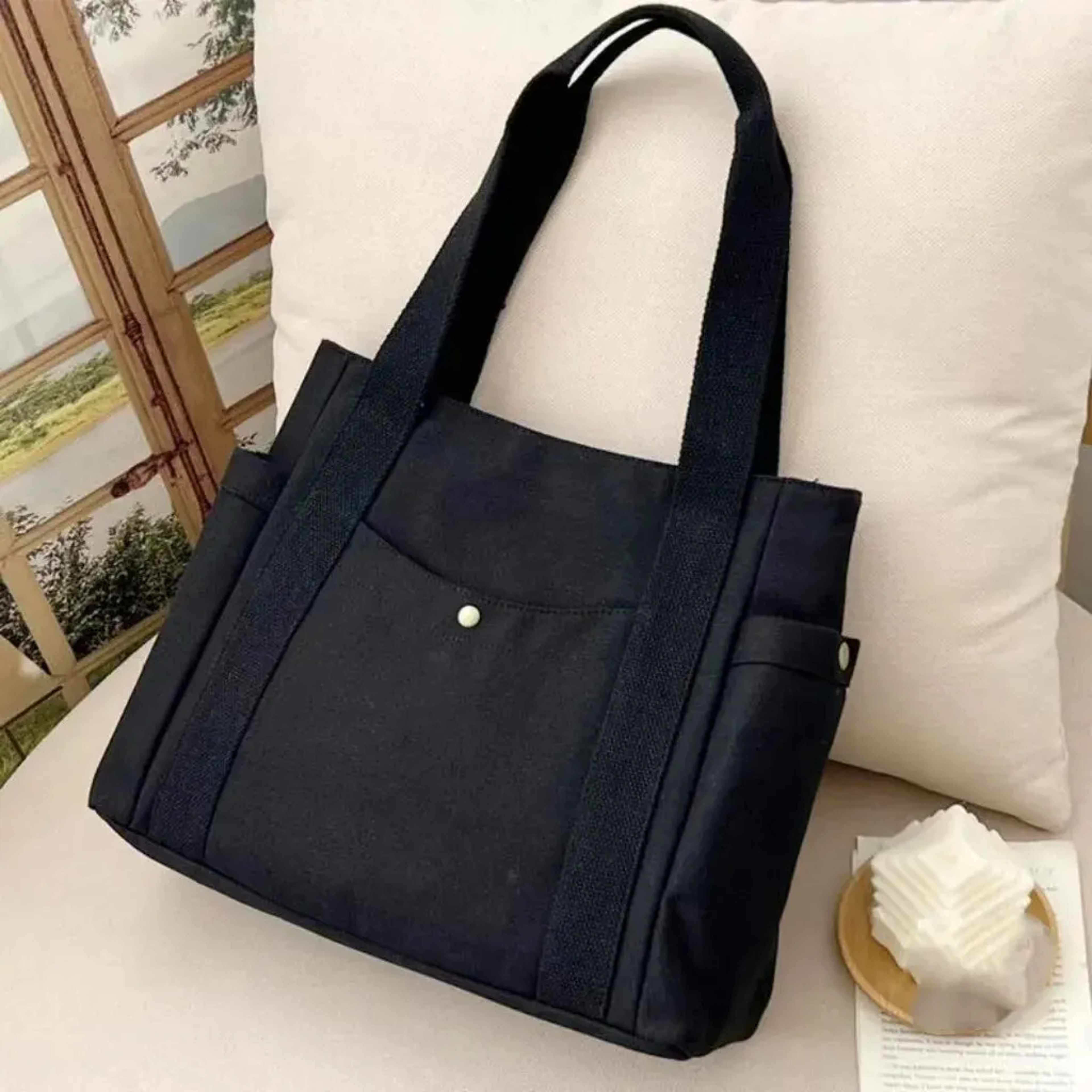Large Capacity Canvas Tote Bag For Work School  Everyday Commuting 4