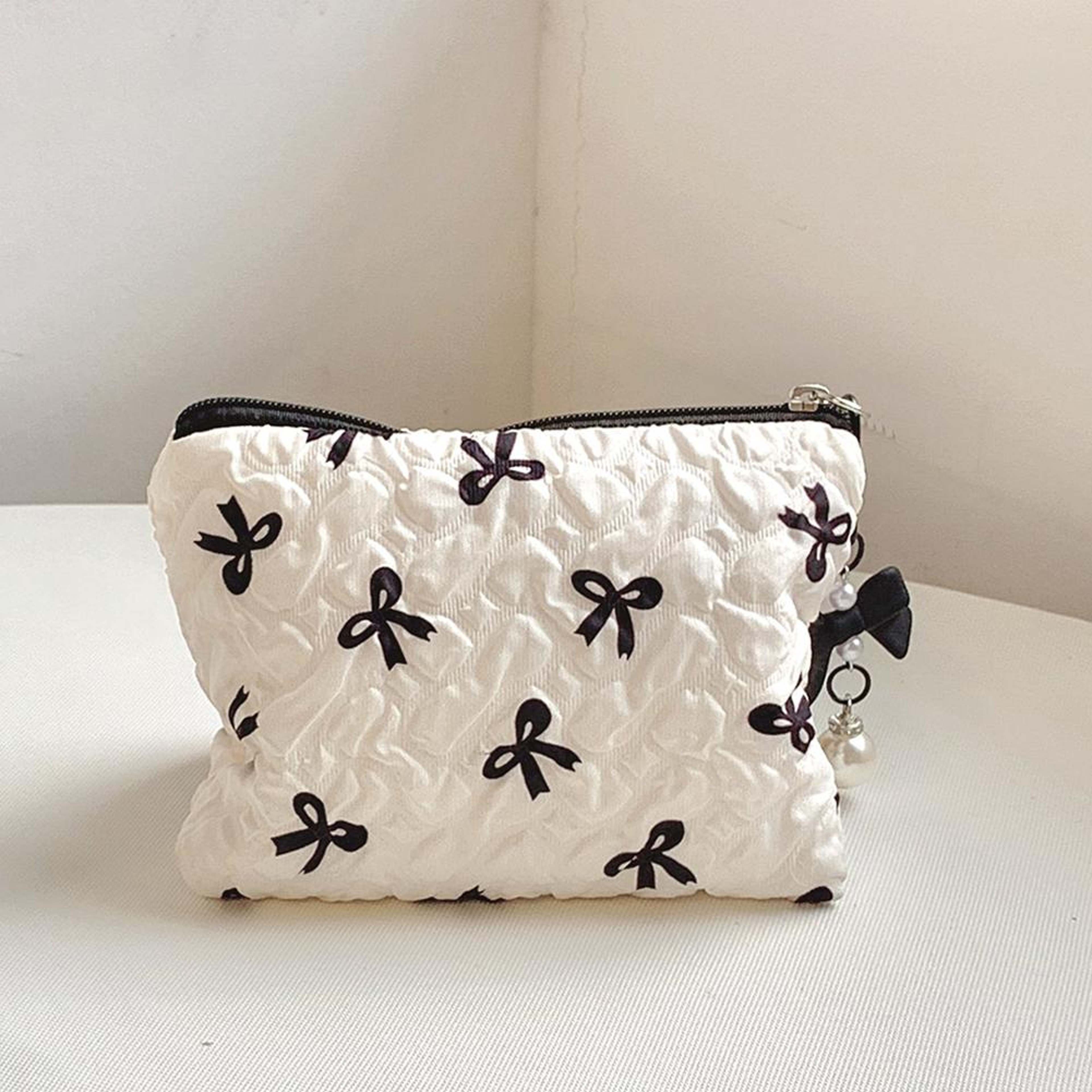 Large Capacity Canvas Makeup Bag With Bow Travel Cosmetic Organizer Pouch For Toiletries  Beauty Es 2